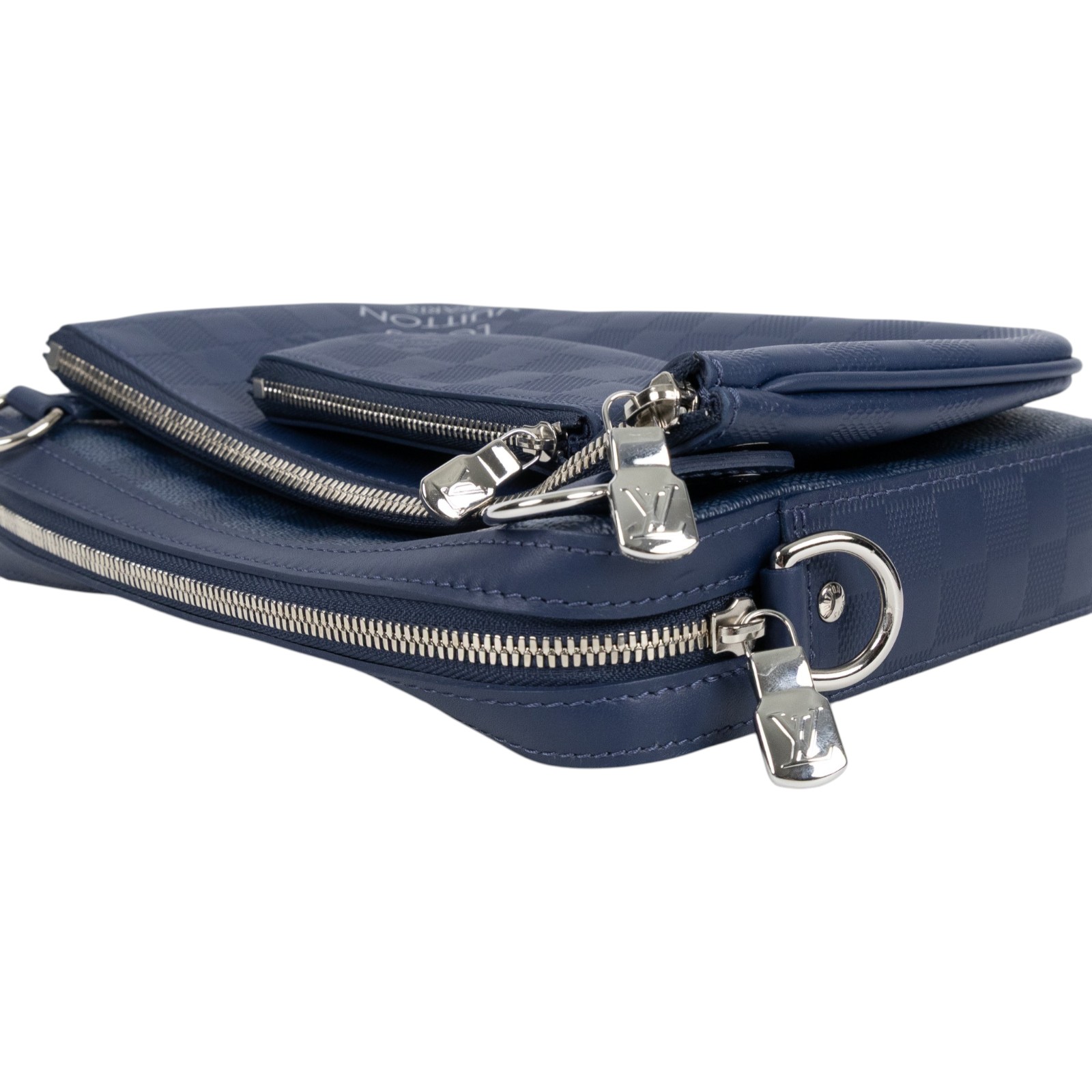 路易威登 LOUIS VUITTON Trio 三合一 郵差包 斜背包 N40438 晶片款 藍棋盤格三合一郵差包 原廠盒子/防塵袋/背帶/內袋2