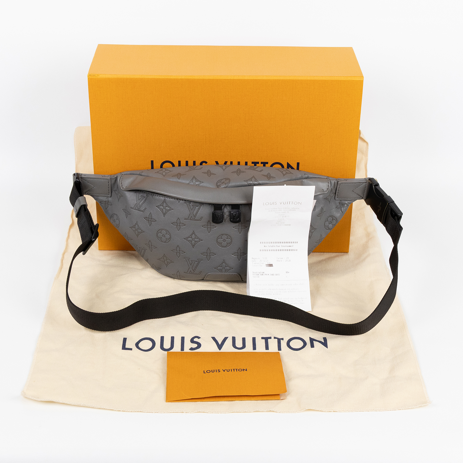 路易威登 LOUIS VUITTON Discovery 腰包 灰色 M46108 晶片款 灰壓紋DISCOVERY腰包 原廠盒子/防塵袋/購買證明