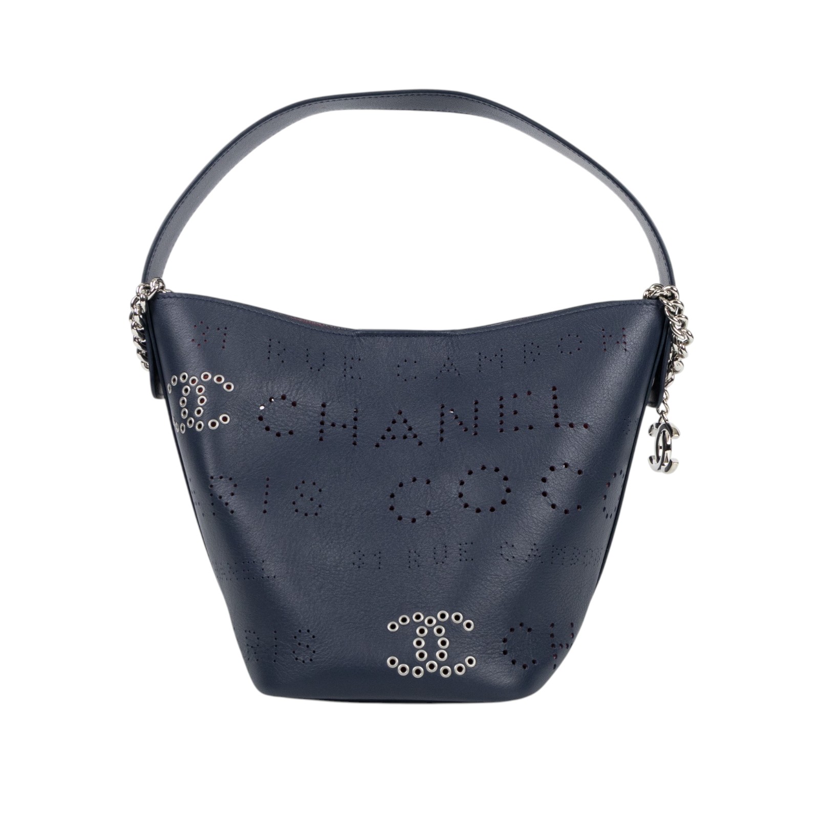 香奈兒 CHANEL 19P 水桶包 肩背包 手提包 AS0304 深藍洞洞菜籃包 無附屬品
