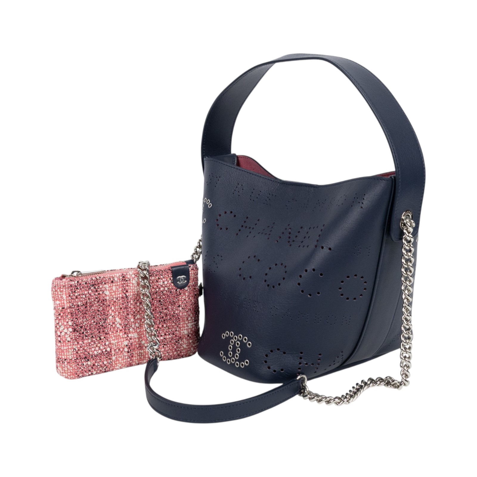 香奈兒 CHANEL 19P 水桶包 肩背包 手提包 AS0304 深藍洞洞菜籃包 無附屬品