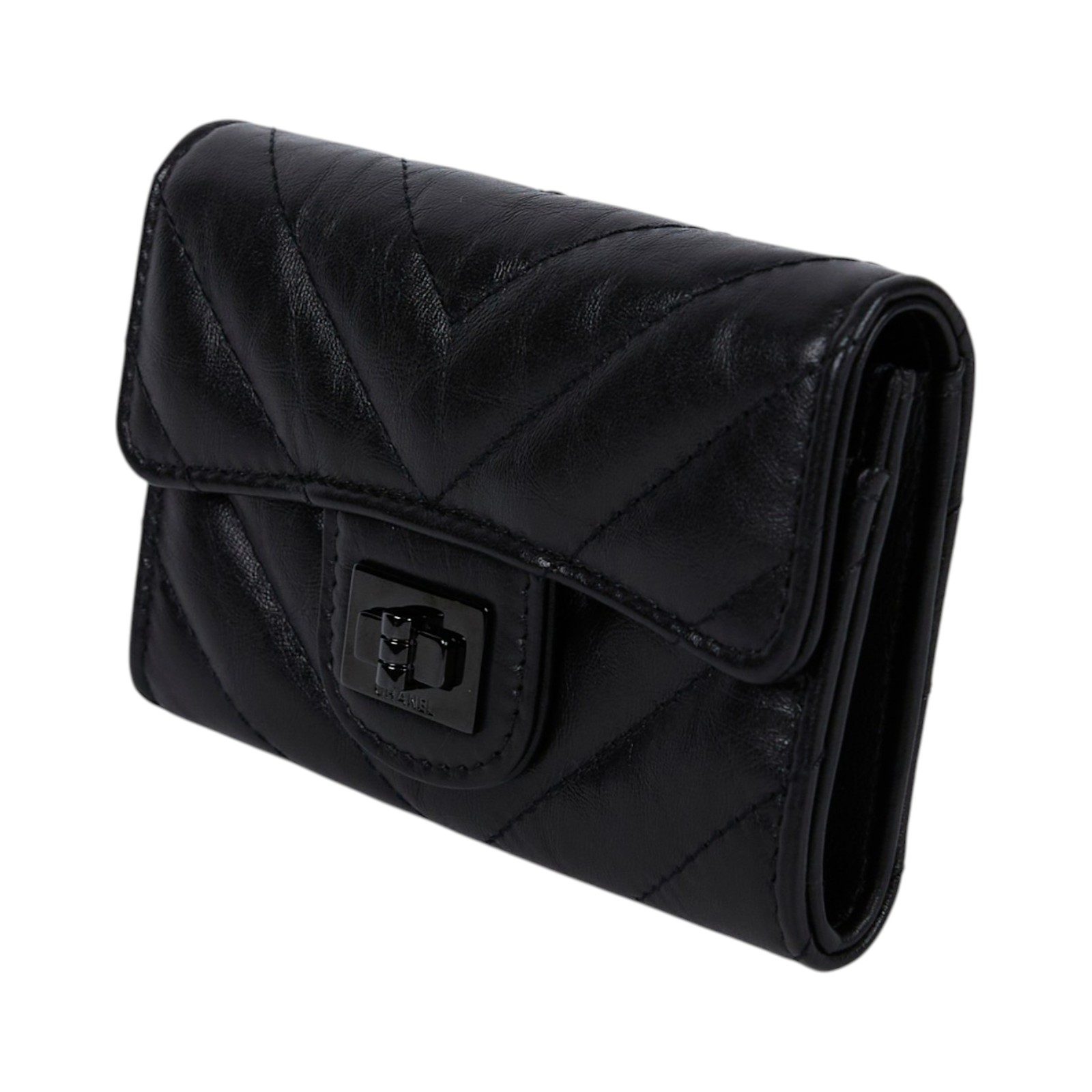 香奈兒 CHANEL SO BLACK 山形紋 2.55 卡包 錢包 A80831 SO BLACK 2.55卡包 無附屬品