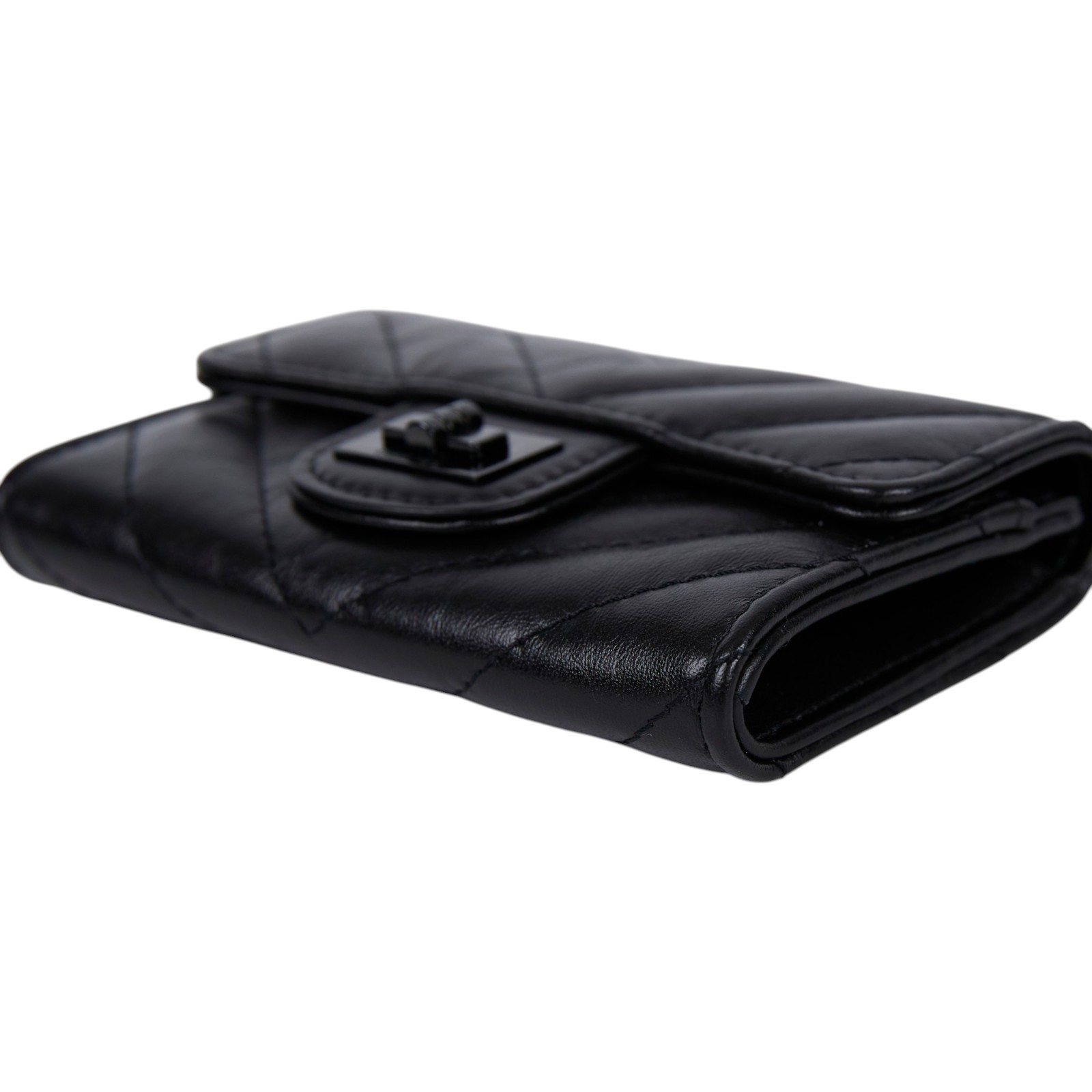 香奈兒 CHANEL SO BLACK 山形紋 2.55 卡包 錢包 A80831 SO BLACK 2.55卡包 無附屬品