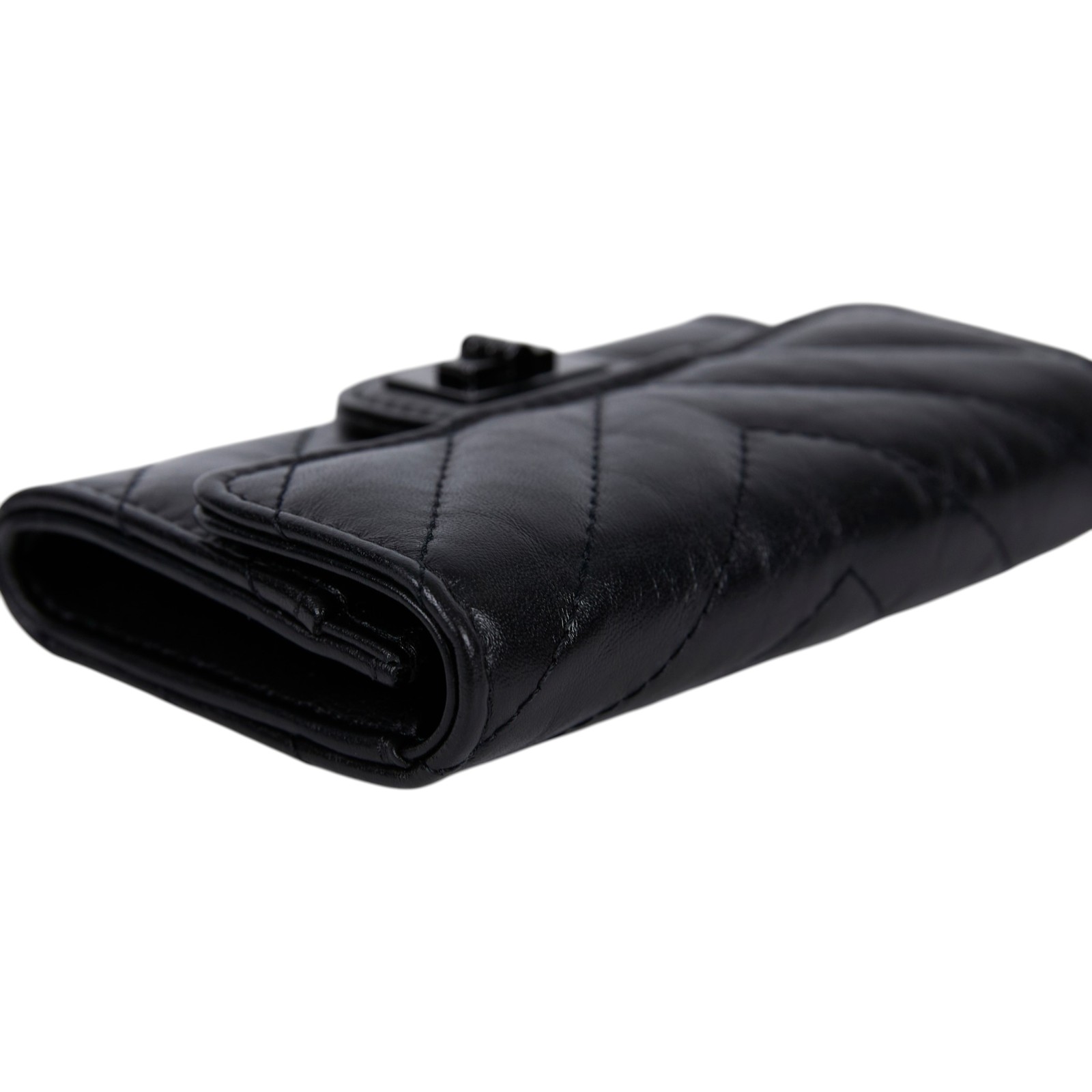 香奈兒 CHANEL SO BLACK 山形紋 2.55 卡包 錢包 A80831 SO BLACK 2.55卡包 無附屬品