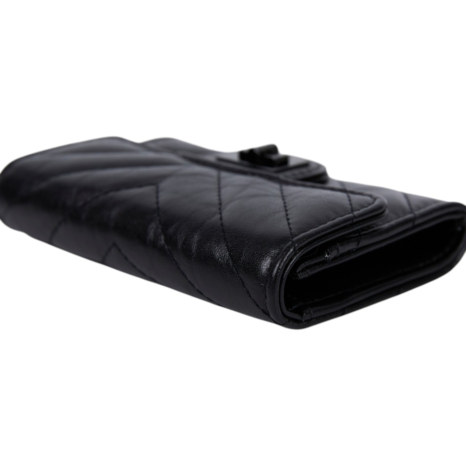 香奈兒 CHANEL SO BLACK 山形紋 2.55 卡包 錢包 A80831 SO BLACK 2.55卡包 無附屬品