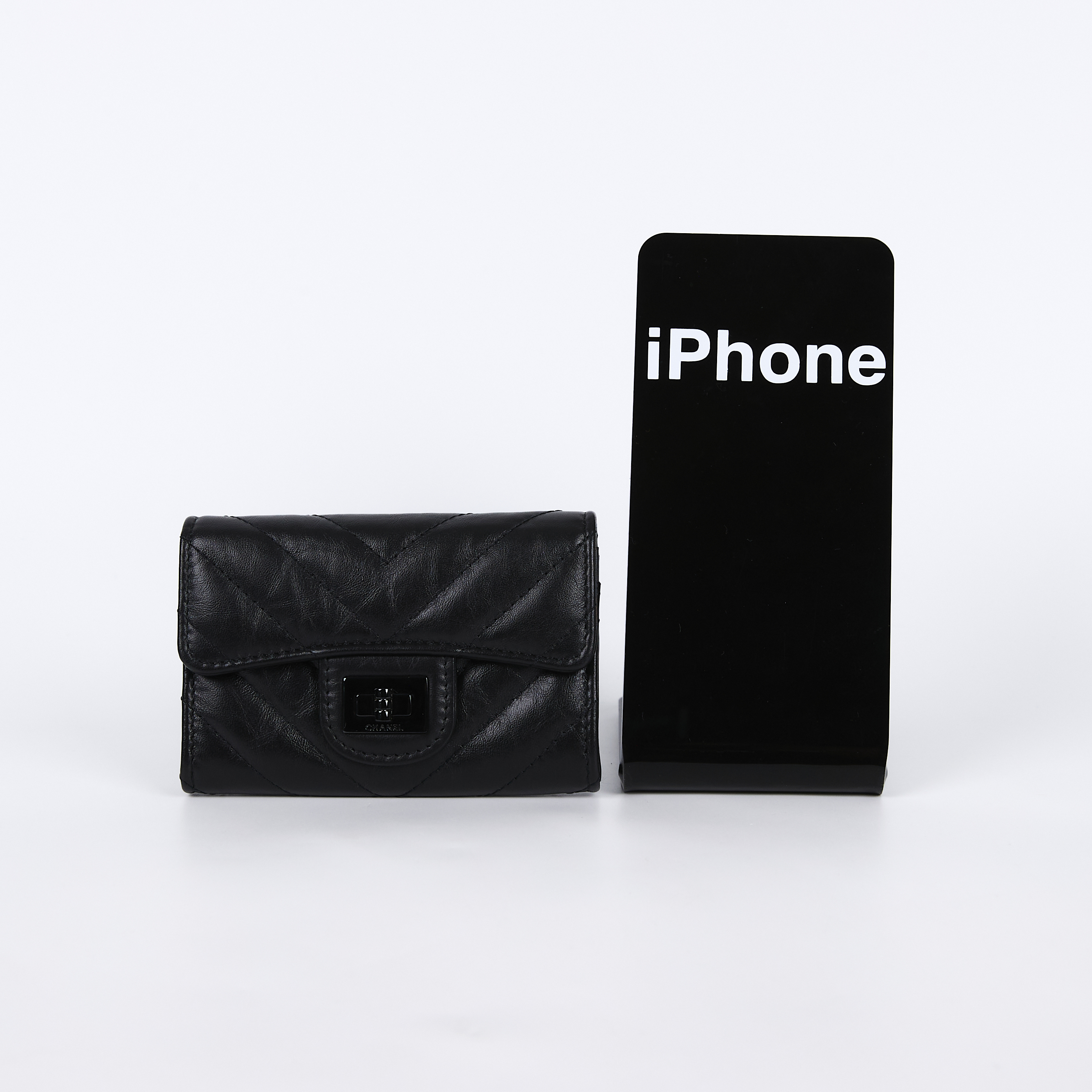 香奈兒 CHANEL SO BLACK 山形紋 2.55 卡包 錢包 A80831 SO BLACK 2.55卡包 無附屬品