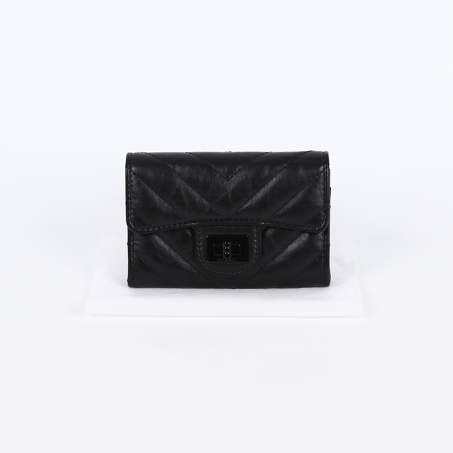 香奈兒 CHANEL SO BLACK 山形紋 2.55 卡包 錢包 A80831 SO BLACK 2.55卡包 無附屬品