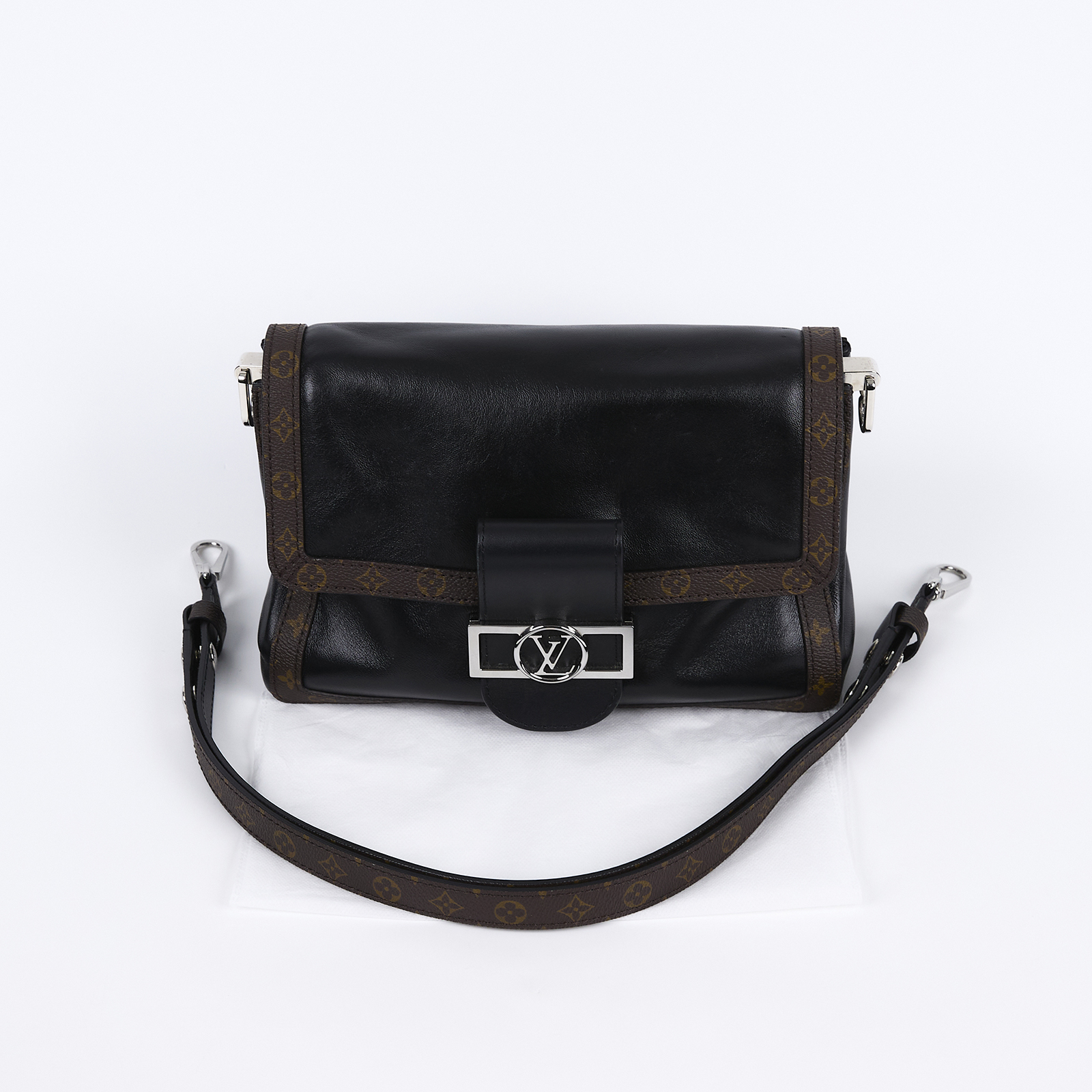 路易威登 LOUIS VUITTON Dauphine Soft MM 肩背包 斜背包 M13450 晶片款  背帶(缺銀鍊)