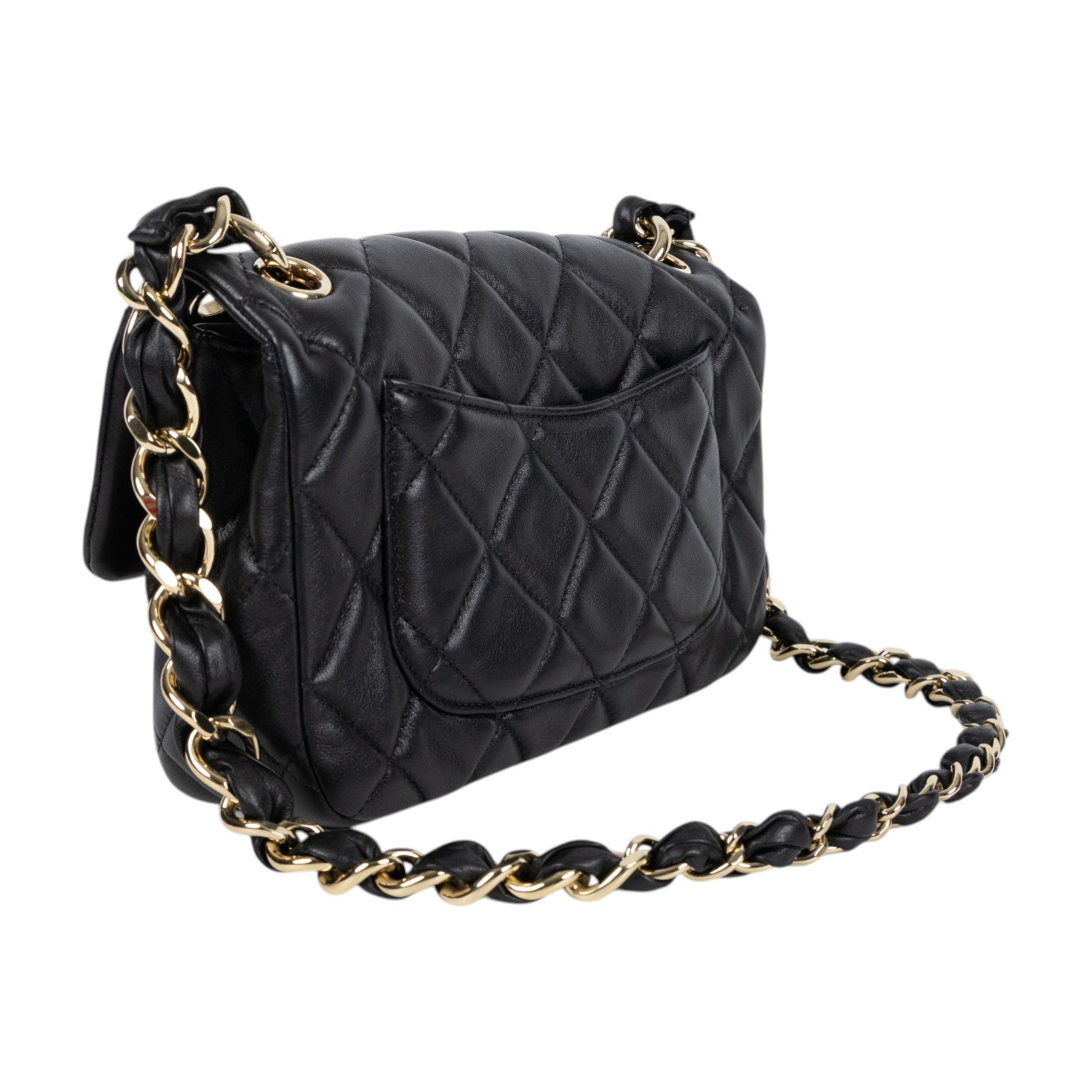 香奈兒 CHANEL CF 口蓋包 菱格紋 皮穿鍊 肩背包  晶片款 黑金雙C多層單肩鍊包 無附屬品