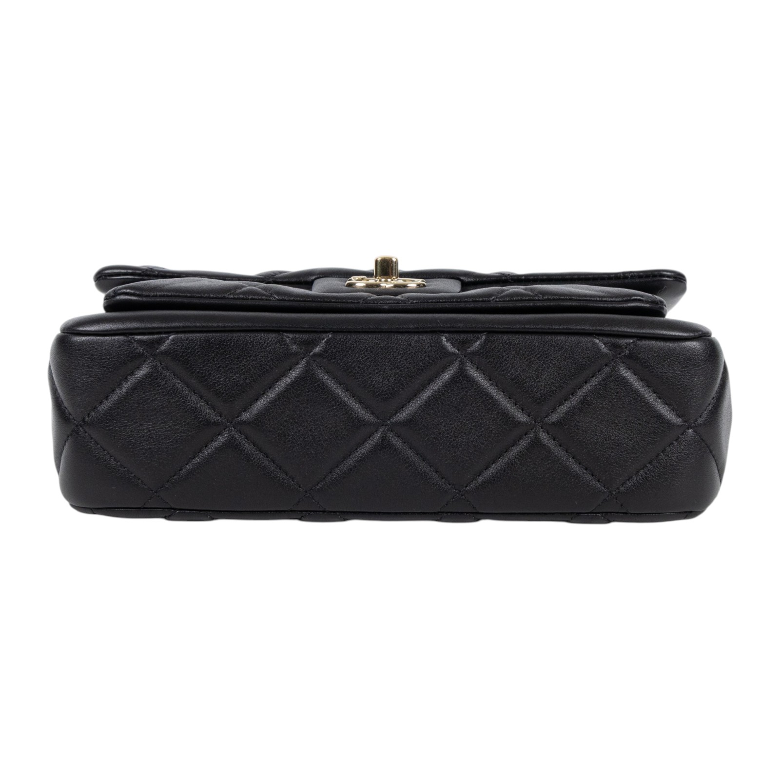 香奈兒 CHANEL CF 口蓋包 菱格紋 皮穿鍊 肩背包  晶片款 黑金雙C多層單肩鍊包 無附屬品