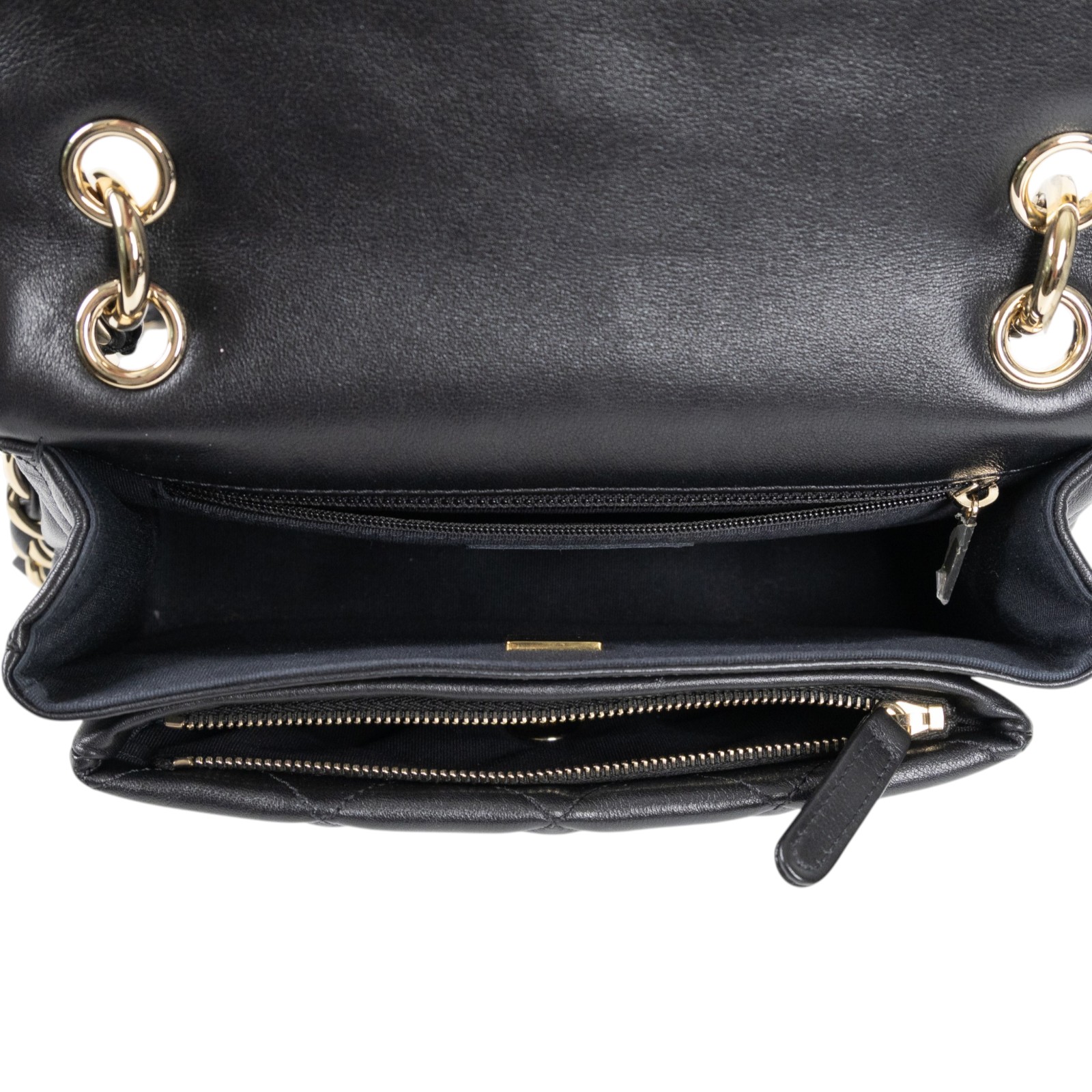 香奈兒 CHANEL CF 口蓋包 菱格紋 皮穿鍊 肩背包  晶片款 黑金雙C多層單肩鍊包 無附屬品