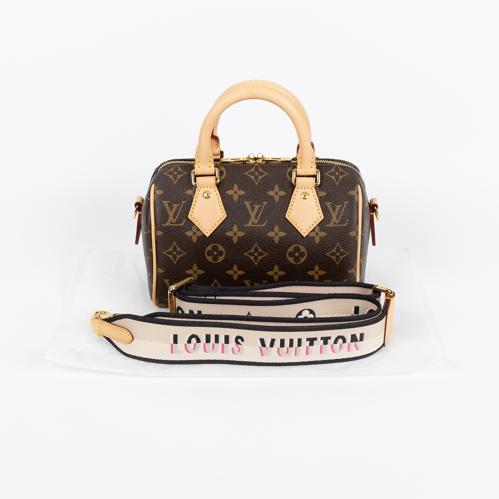 路易威登 LOUIS VUITTON Speedy Bandoulière  20 原花 手提 斜背 波士頓包 黑色 M46234 晶片款  無附屬品(缺鎖組)