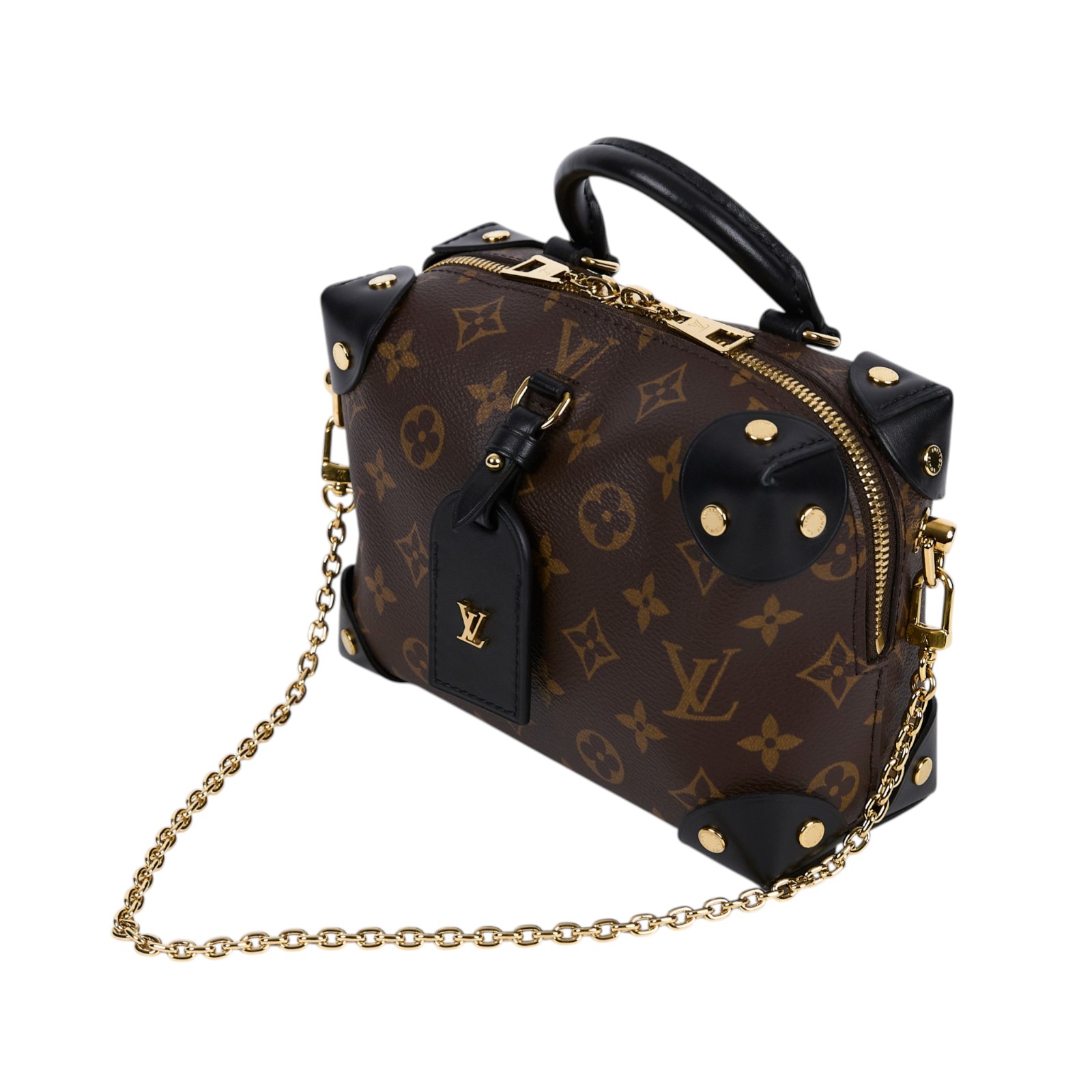 路易威登 LOUIS VUITTON Petite Malle Souple 經典帆布 拉鍊 手提 斜背包 M45571 晶片款  防塵袋