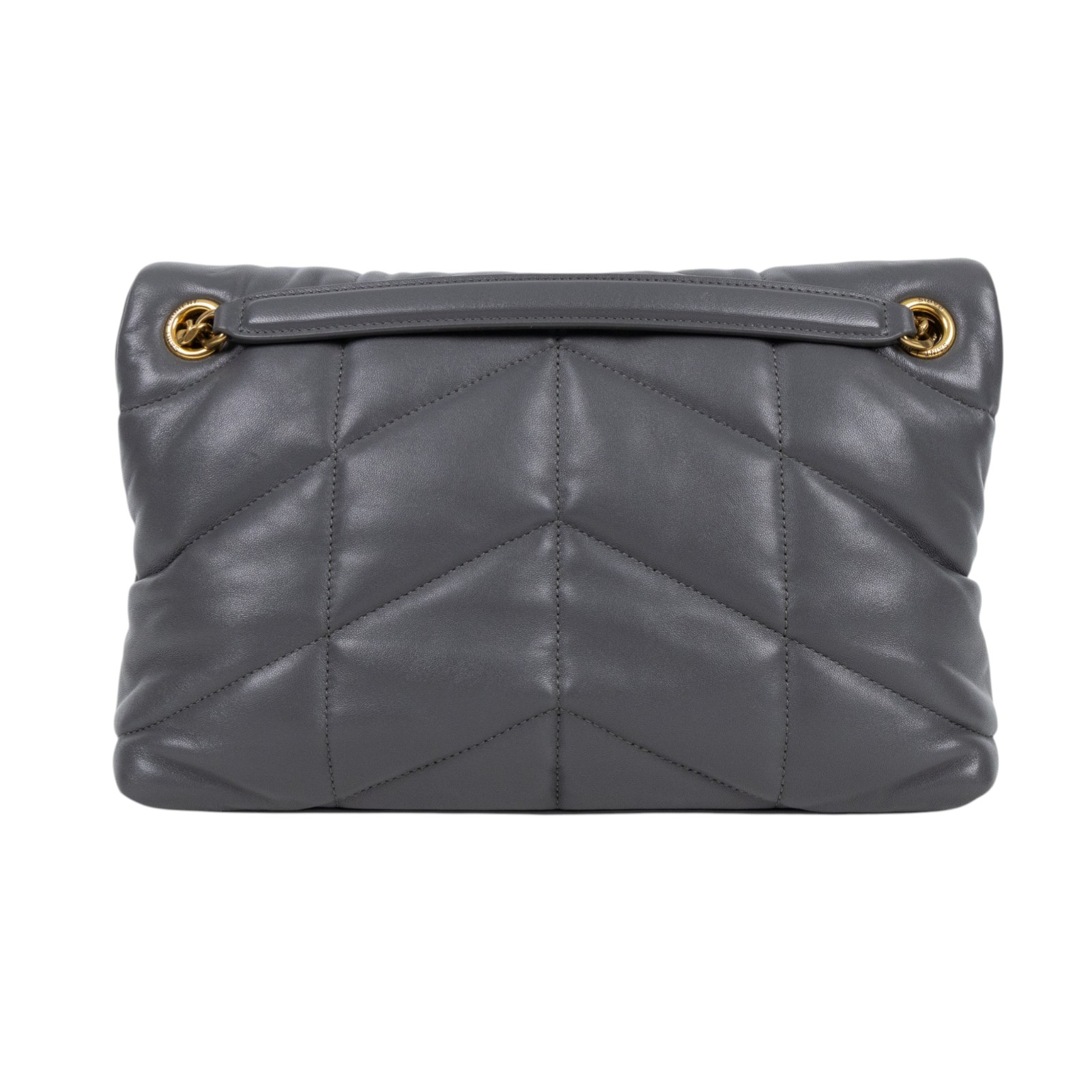 聖羅蘭 YSL SAINT LAURENT Puffer 絎縫納帕皮包 小型 5774761EL07 灰LOULOU PUFFER 無附屬品