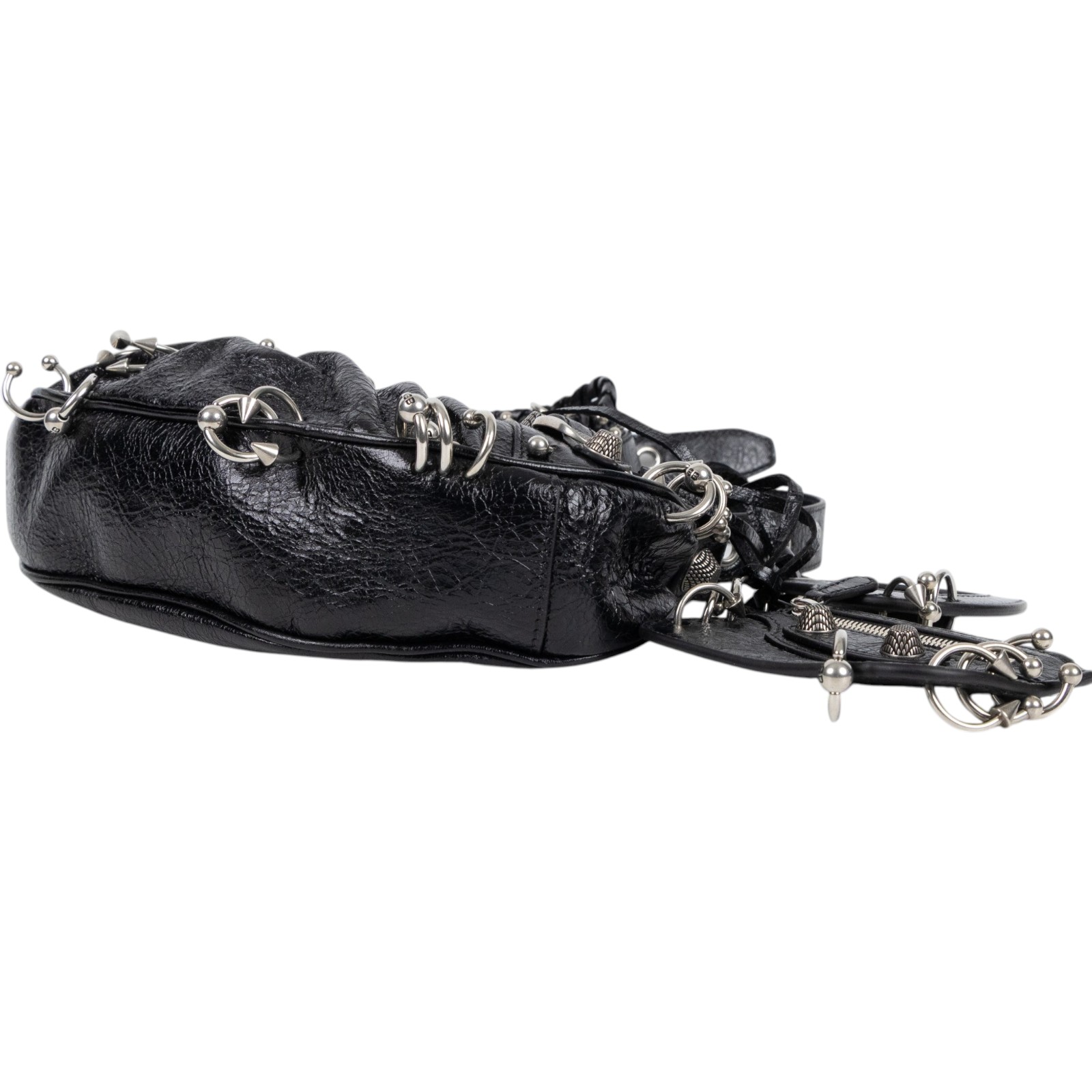 巴黎世家 BALENCIAGA Le cagole XS 半月 可頌包 6713091VG9Y 黑鉚釘NEO CAGOLE 防塵袋/鏡子