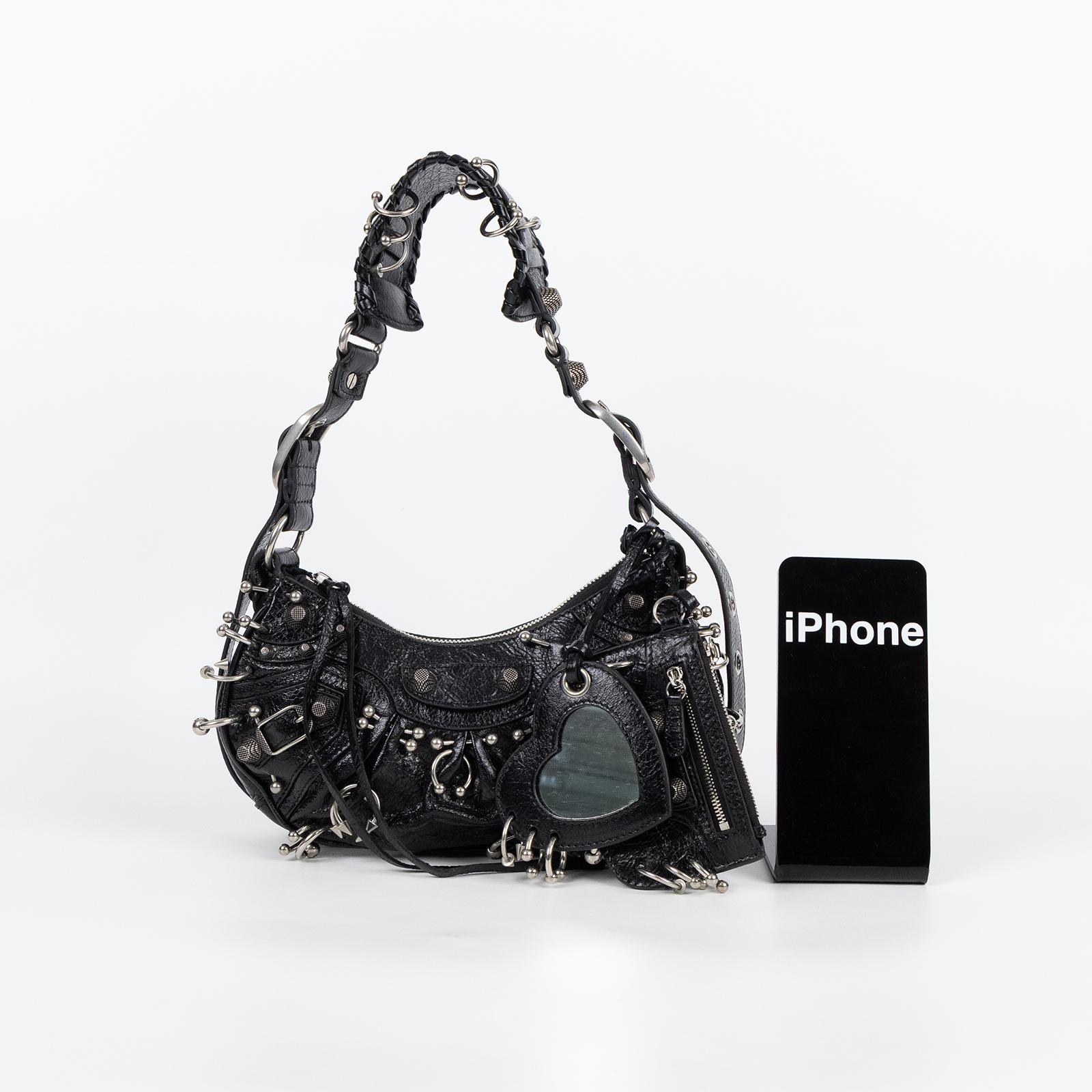 巴黎世家 BALENCIAGA Le cagole XS 半月 可頌包 6713091VG9Y 黑鉚釘NEO CAGOLE 防塵袋/鏡子