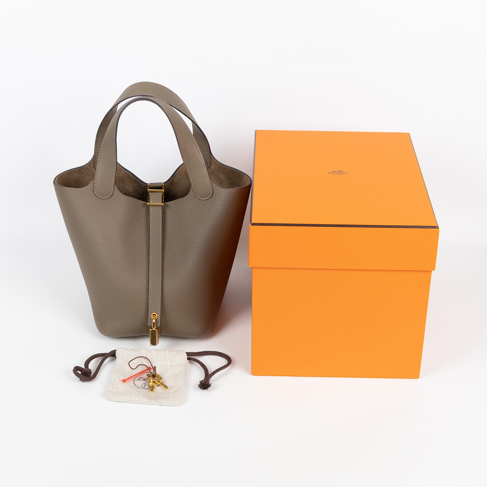 愛馬仕 Hermes Picotin Lock 18 菜籃子包 PT18 /色號M1 牛至色 PICOTIN 18 TC 原廠盒子/鎖組