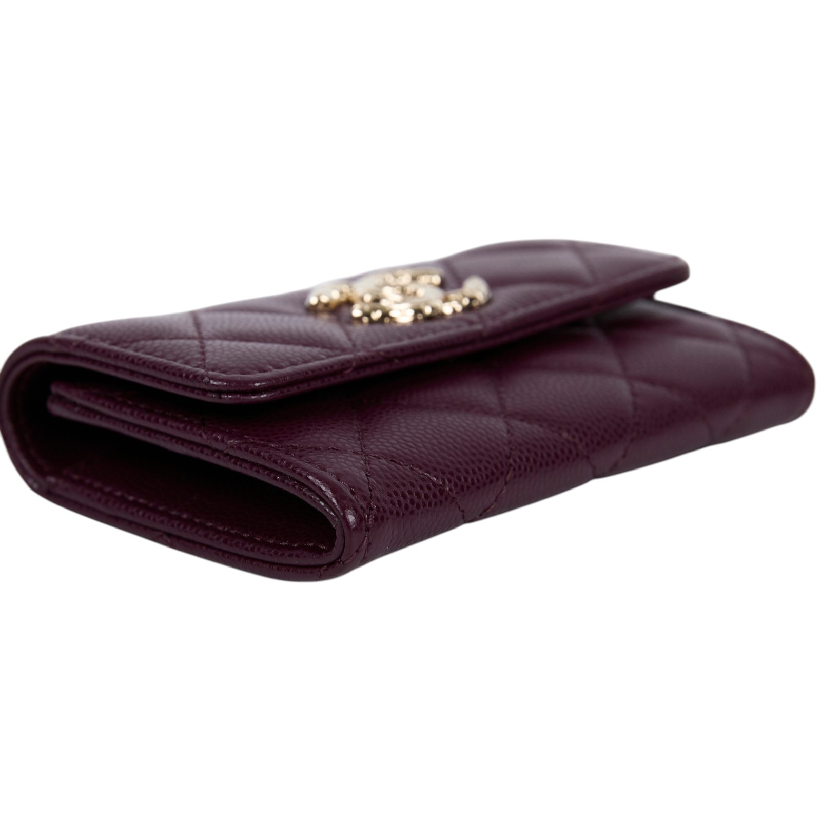 香奈兒 CHANEL CC LOGO 卡包 零錢包 錢包 AP4093 晶片款 紫色荔枝翻蓋卡包 原廠盒子