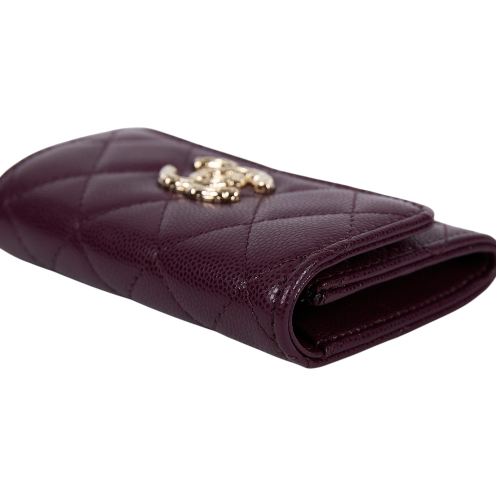 香奈兒 CHANEL CC LOGO 卡包 零錢包 錢包 AP4093 晶片款 紫色荔枝翻蓋卡包 原廠盒子