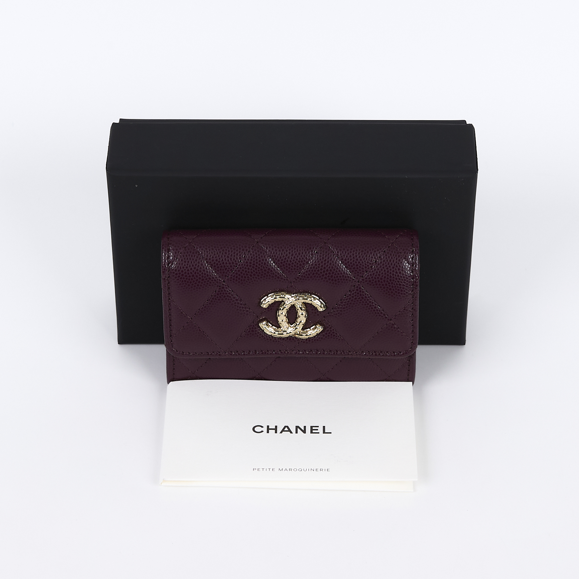 香奈兒 CHANEL CC LOGO 卡包 零錢包 錢包 AP4093 晶片款 紫色荔枝翻蓋卡包 原廠盒子