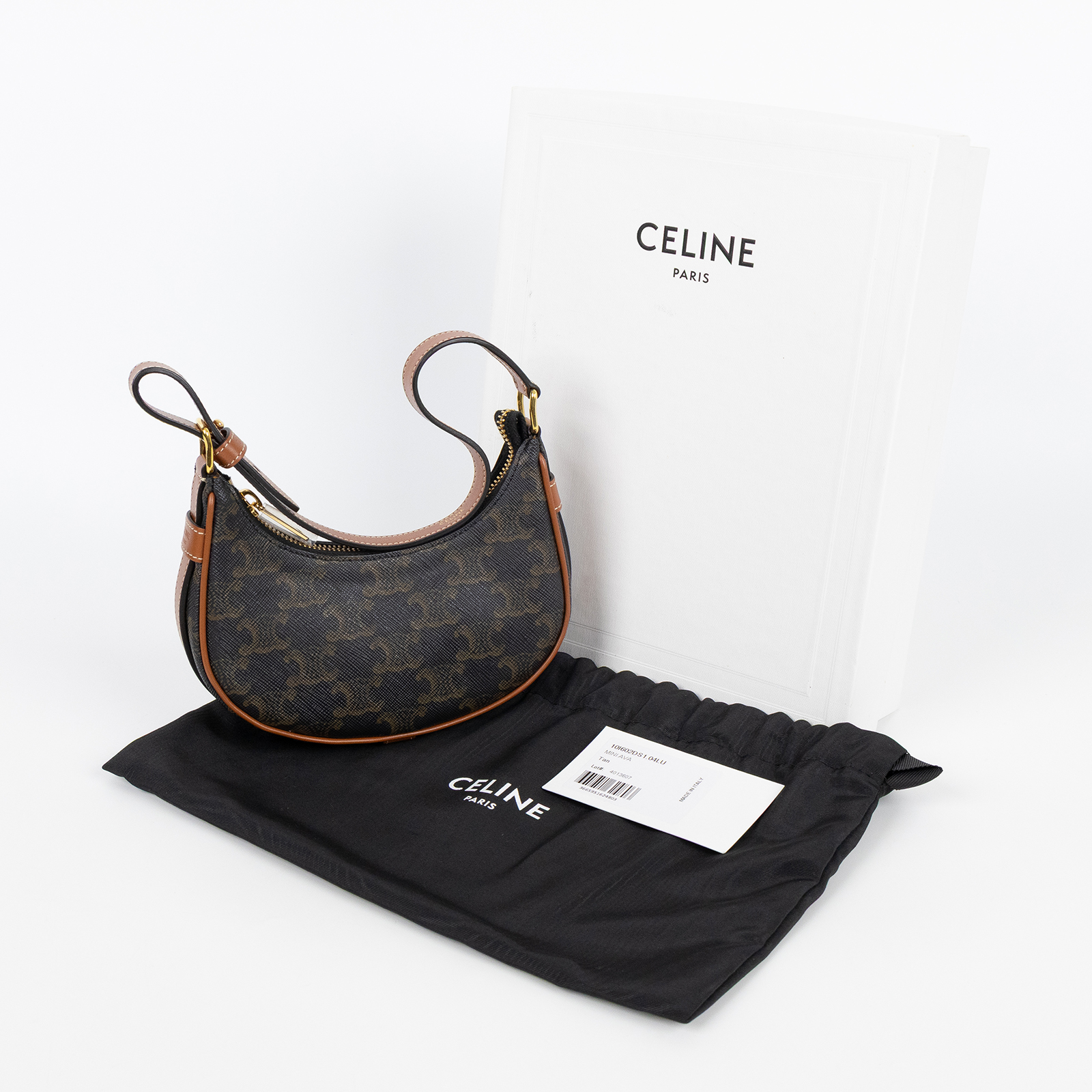 思琳 CELINE 平滑小牛皮 Ava 迷你型 肩背 手提包 10I602DS1 黑原花MINI AVA 原廠盒子/防塵袋