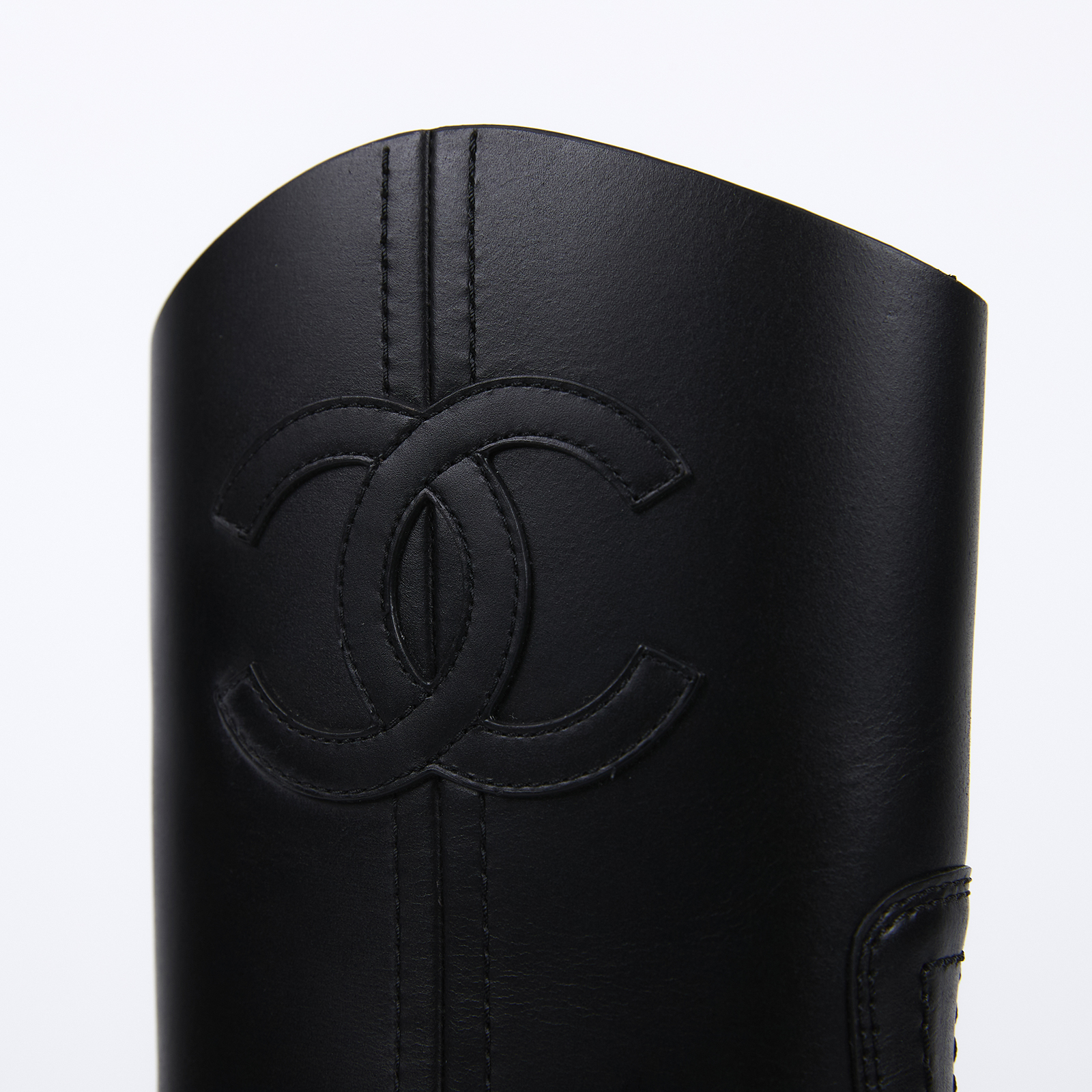 香奈兒 CHANEL CC LOGO 短靴 中筒靴 靴子 G45432_37 黑牛皮雙C靴子#37 原廠盒子/防塵袋2