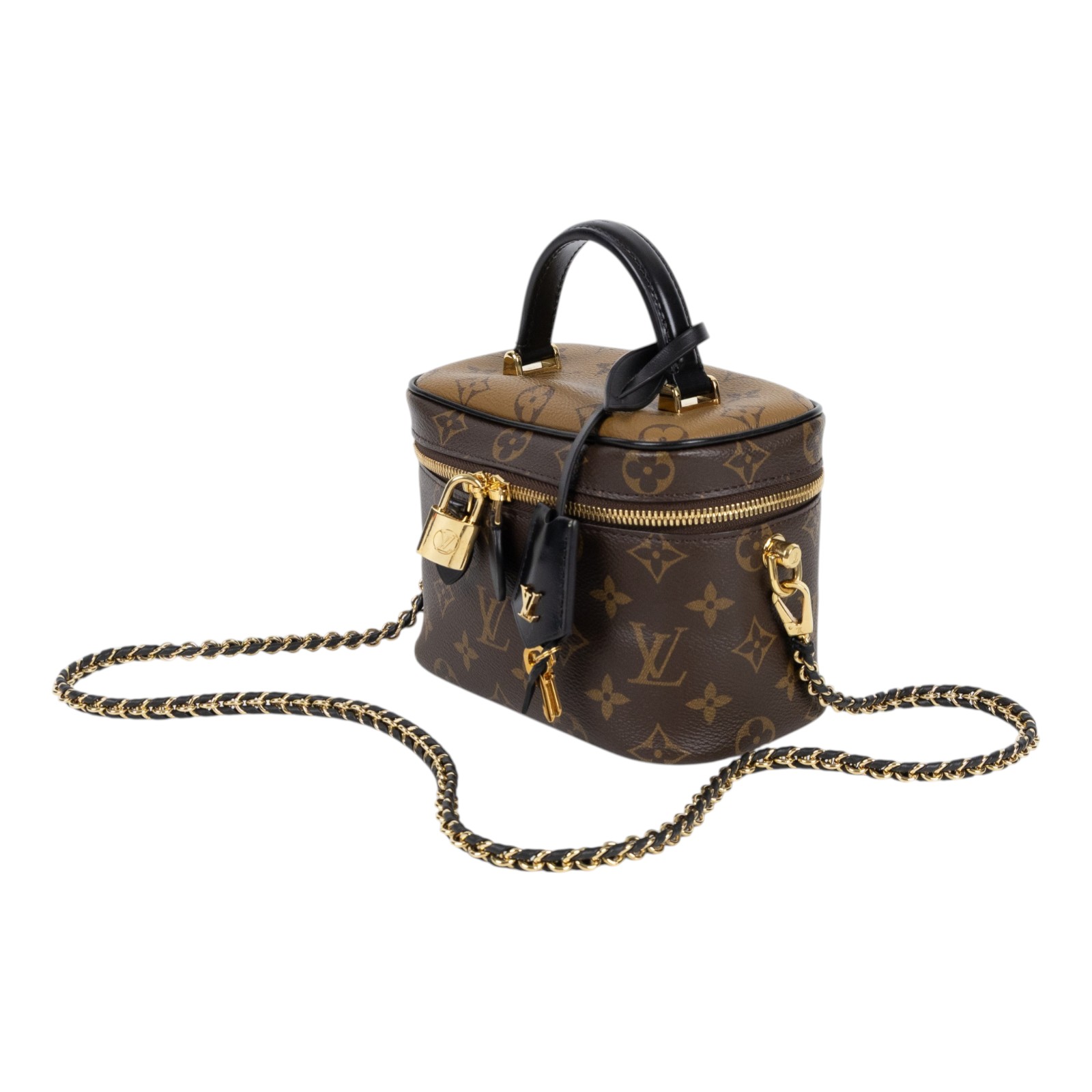路易威登 LOUIS VUITTON Vanity PM 手提 斜背 化妝箱 M45165 晶片款 原花VANITY PM 背帶/鎖組
