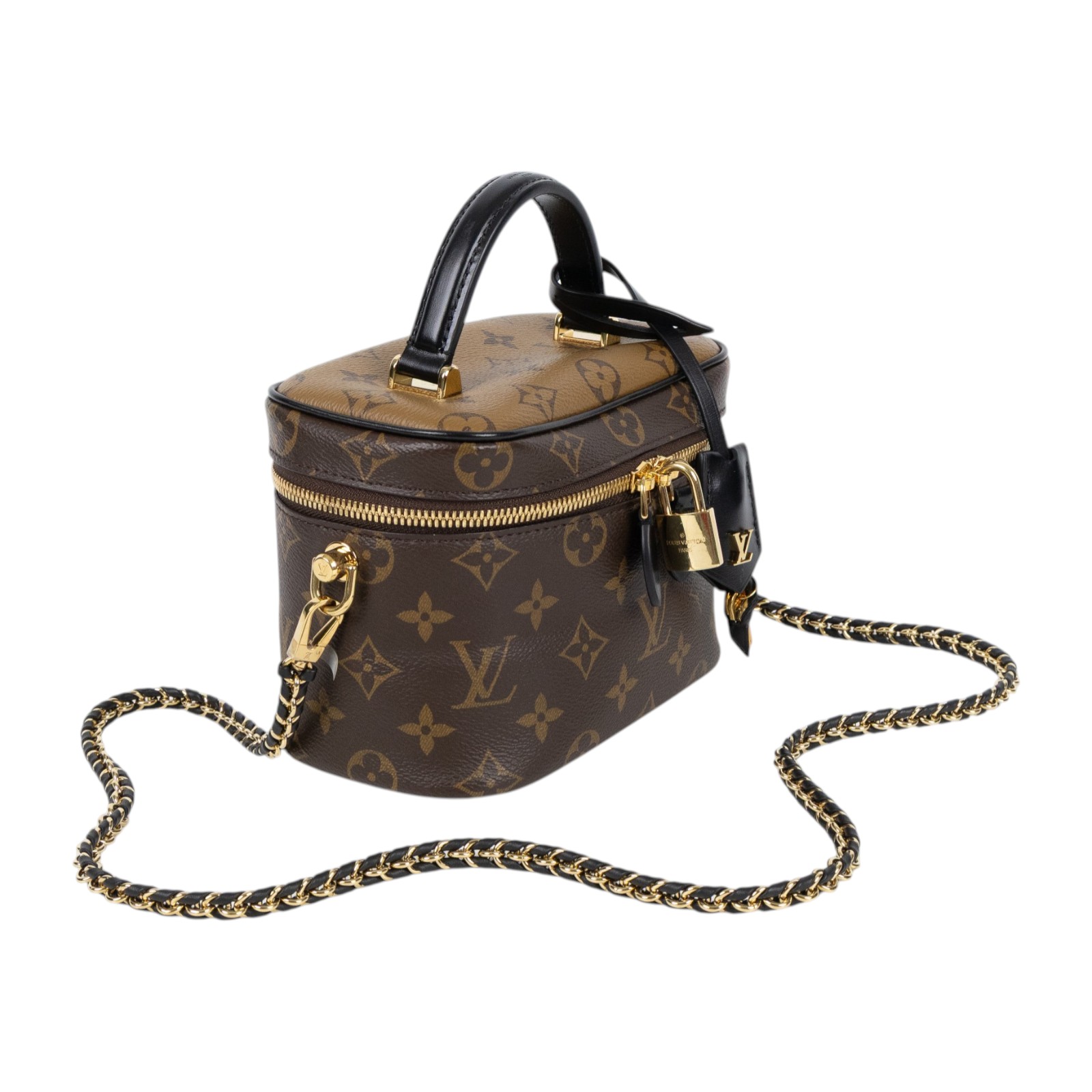 路易威登 LOUIS VUITTON Vanity PM 手提 斜背 化妝箱 M45165 晶片款 原花VANITY PM 背帶/鎖組