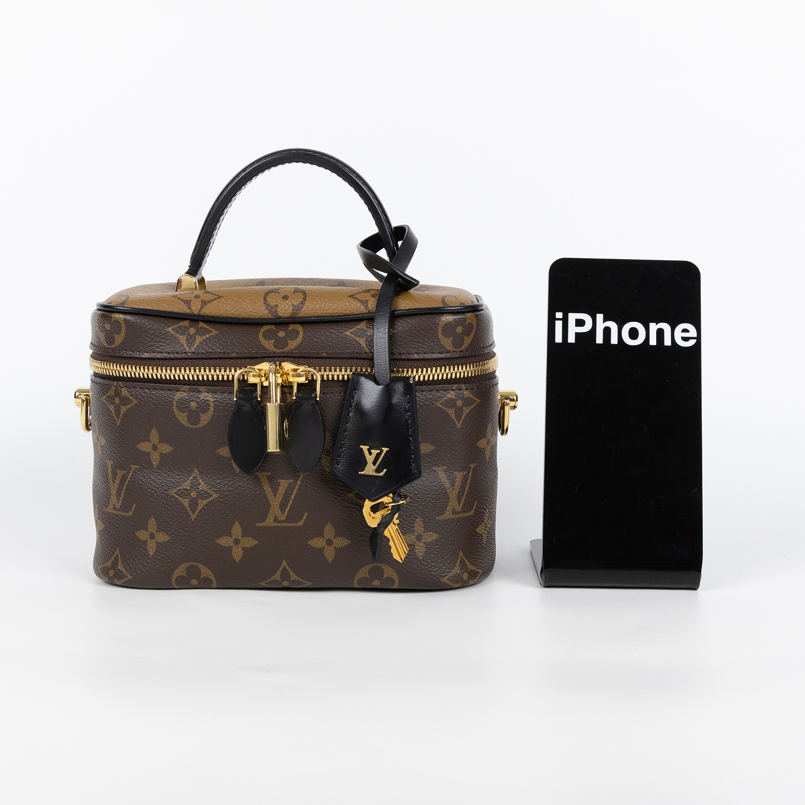 路易威登 LOUIS VUITTON Vanity PM 手提 斜背 化妝箱 M45165 晶片款 原花VANITY PM 背帶/鎖組