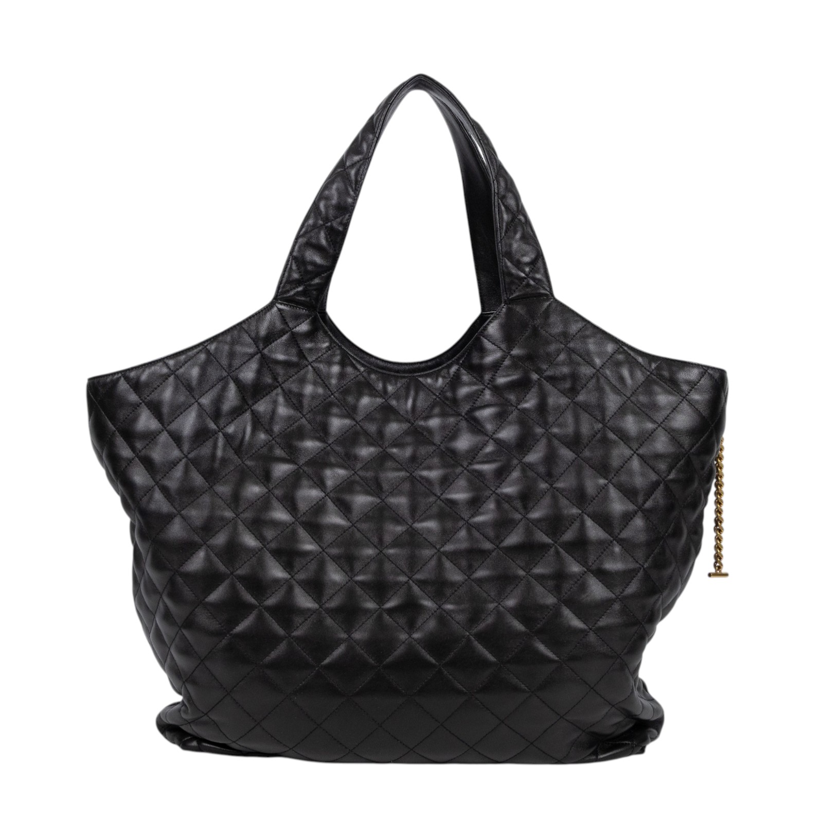 聖羅蘭 YSL SAINT LAURENT Icare 绗缝羊皮 購物袋 加大型 金色五金 698651AAANG ICARE 黑金HOBO購物袋 防塵袋/內袋