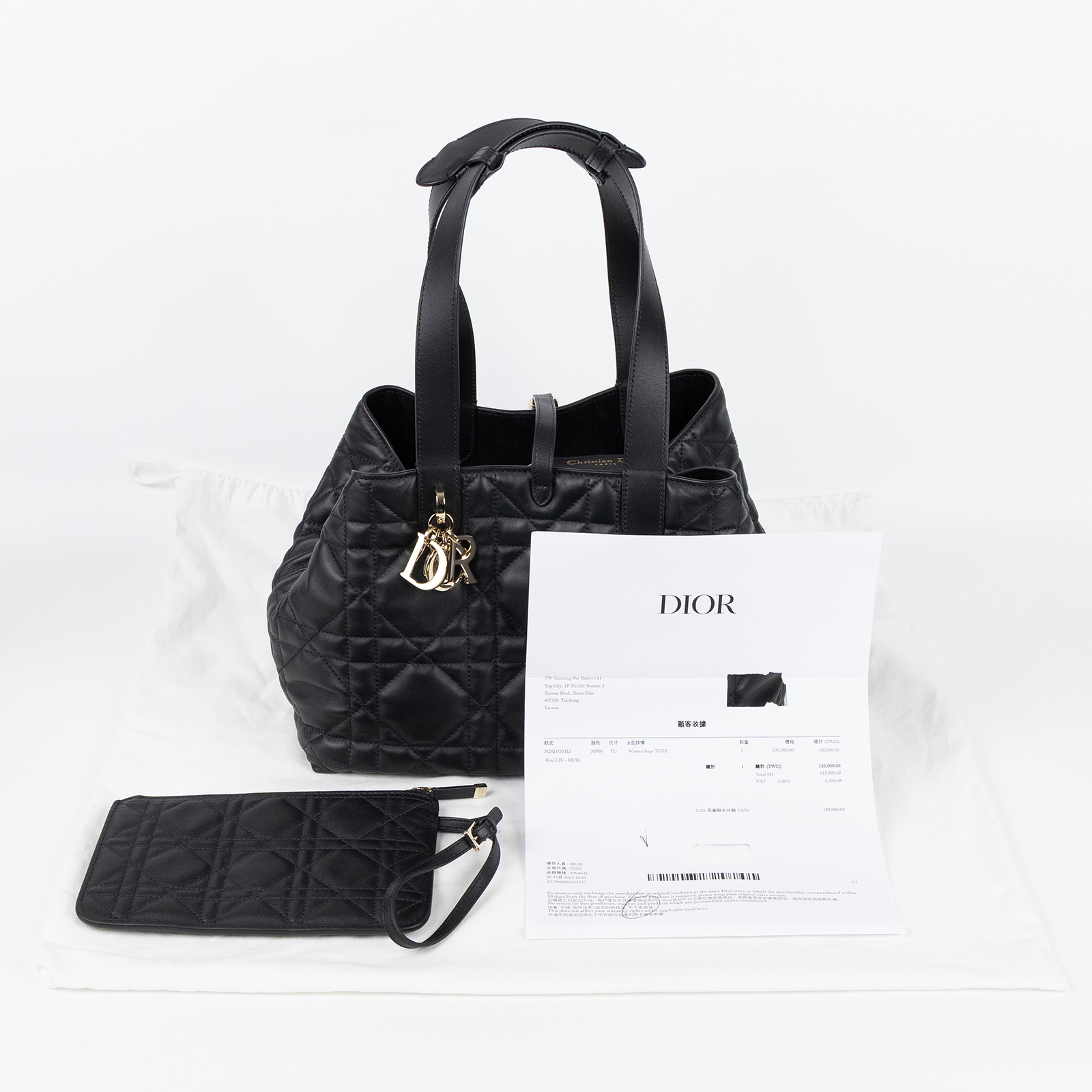 迪奧 CHRISTIAN DIOR Dior Toujours 中型 手提袋 小牛皮 M2821OSHJ 黑Toujours 中型手提包 防塵袋/購買證明