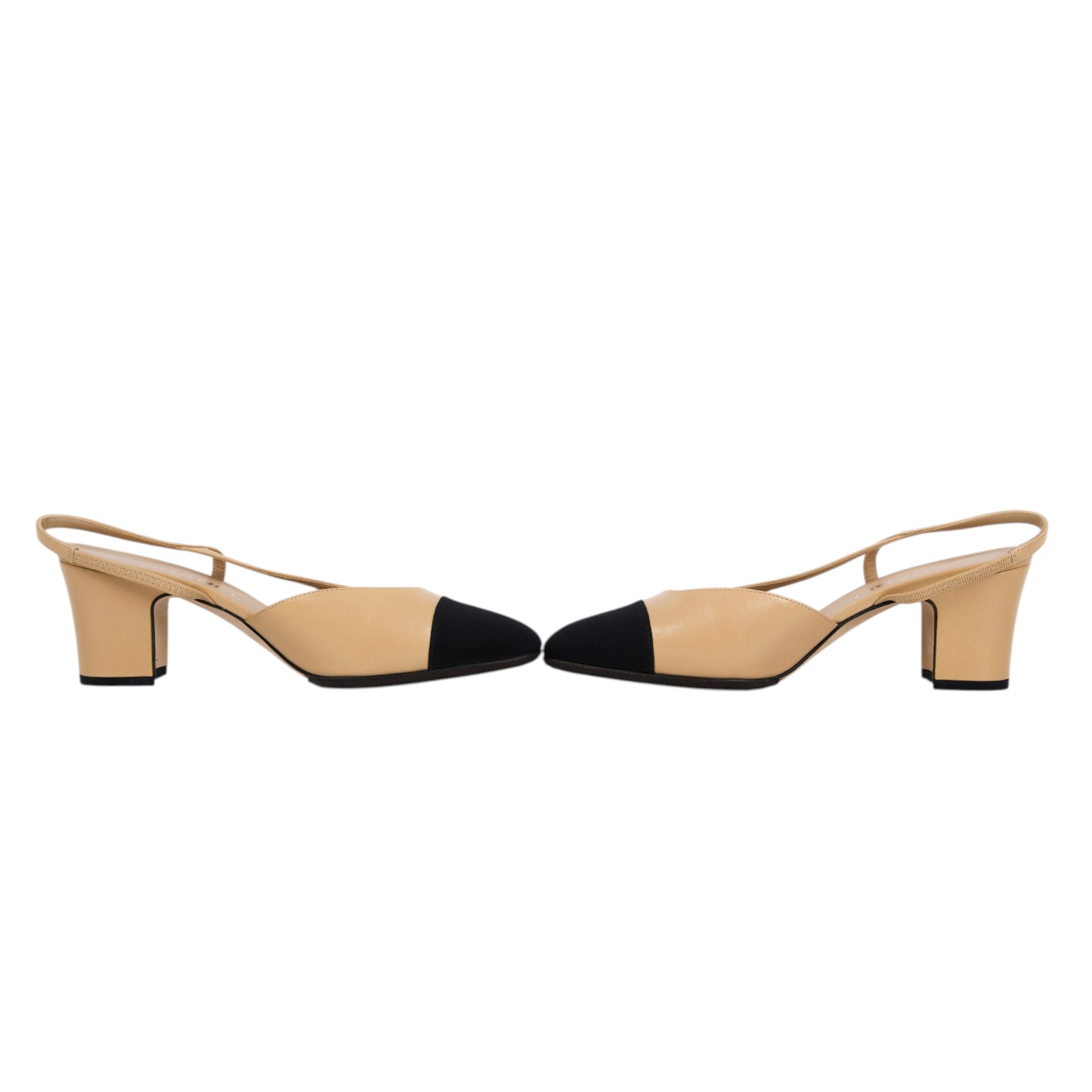 香奈兒 CHANEL 後繫帶 跟鞋 G31318_39 奶茶後繫帶粗跟鞋 #39 原廠盒子/防塵袋2