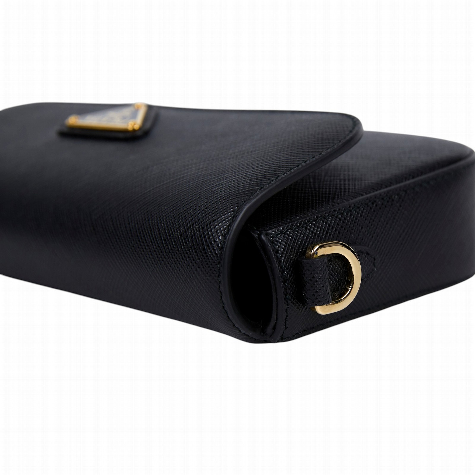 普拉達 PRADA SAFFIANO 肩背包 斜背包 1BD356_NZV 黑金SAFFIANO 肩背包 2WAY 原廠盒子/防塵袋/背帶2