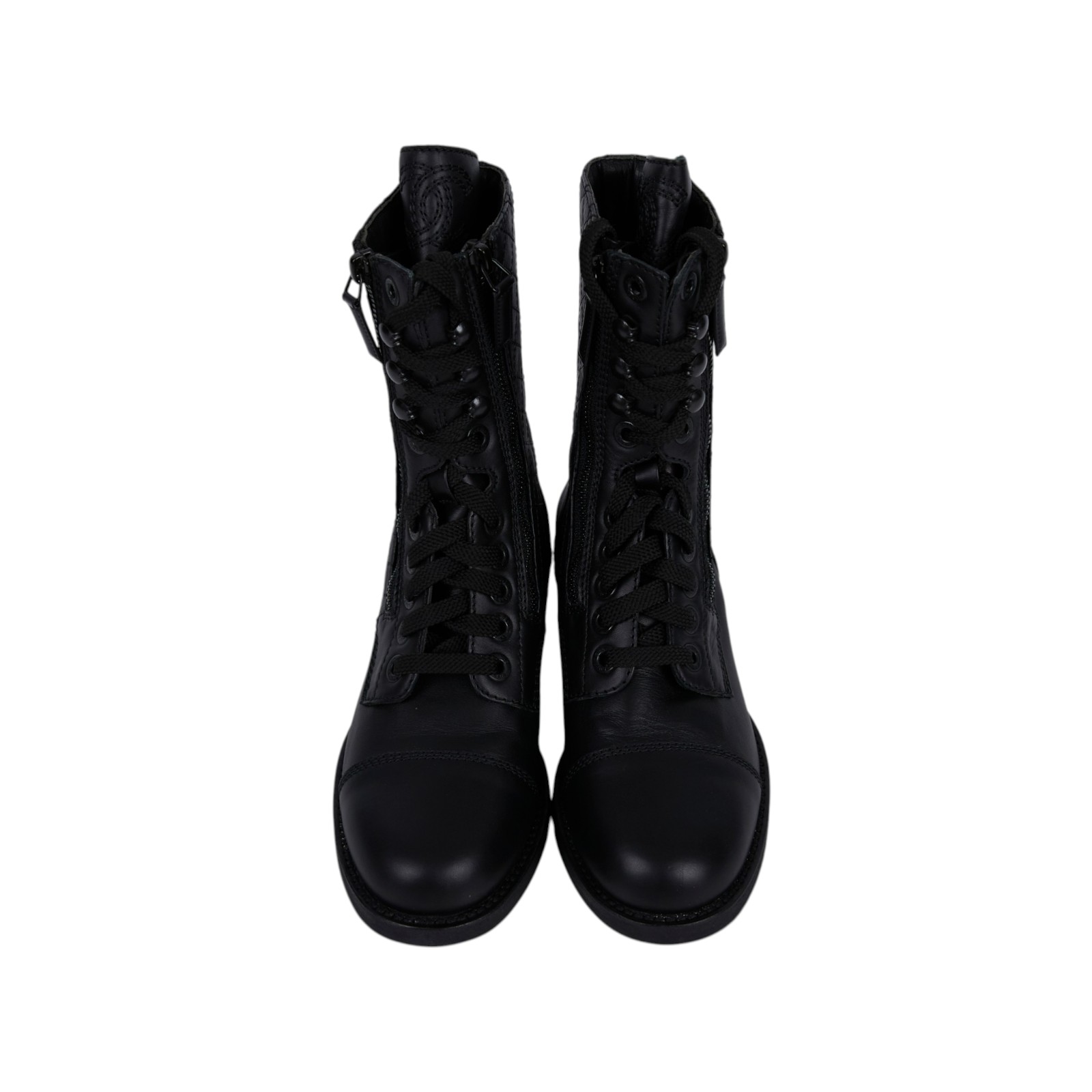 香奈兒 CHANEL CC LOGO 長靴 靴子 鞋子 G28636_365 黑菱格短靴#36.5 原廠盒子/防塵袋