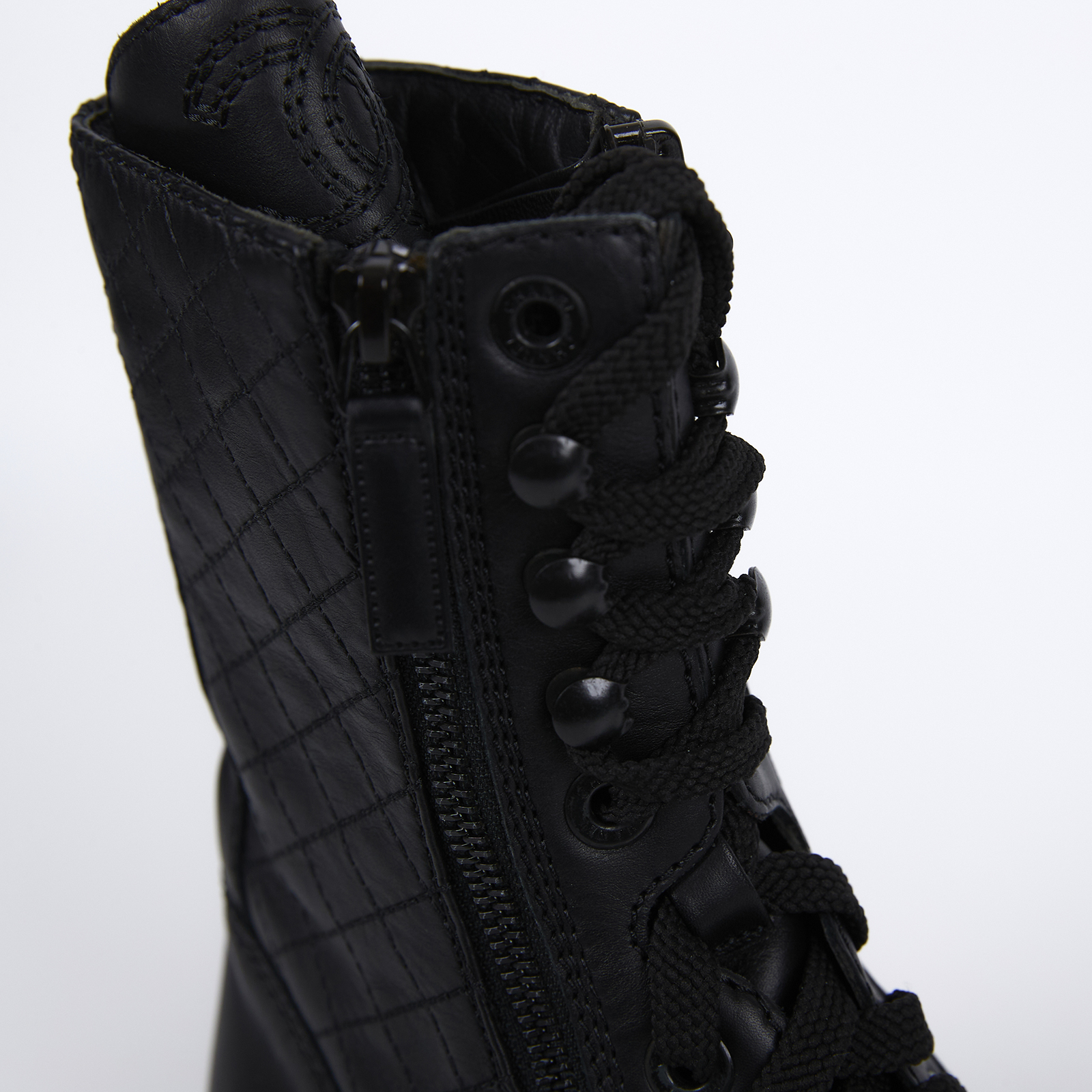 香奈兒 CHANEL CC LOGO 長靴 靴子 鞋子 G28636_365 黑菱格短靴#36.5 原廠盒子/防塵袋