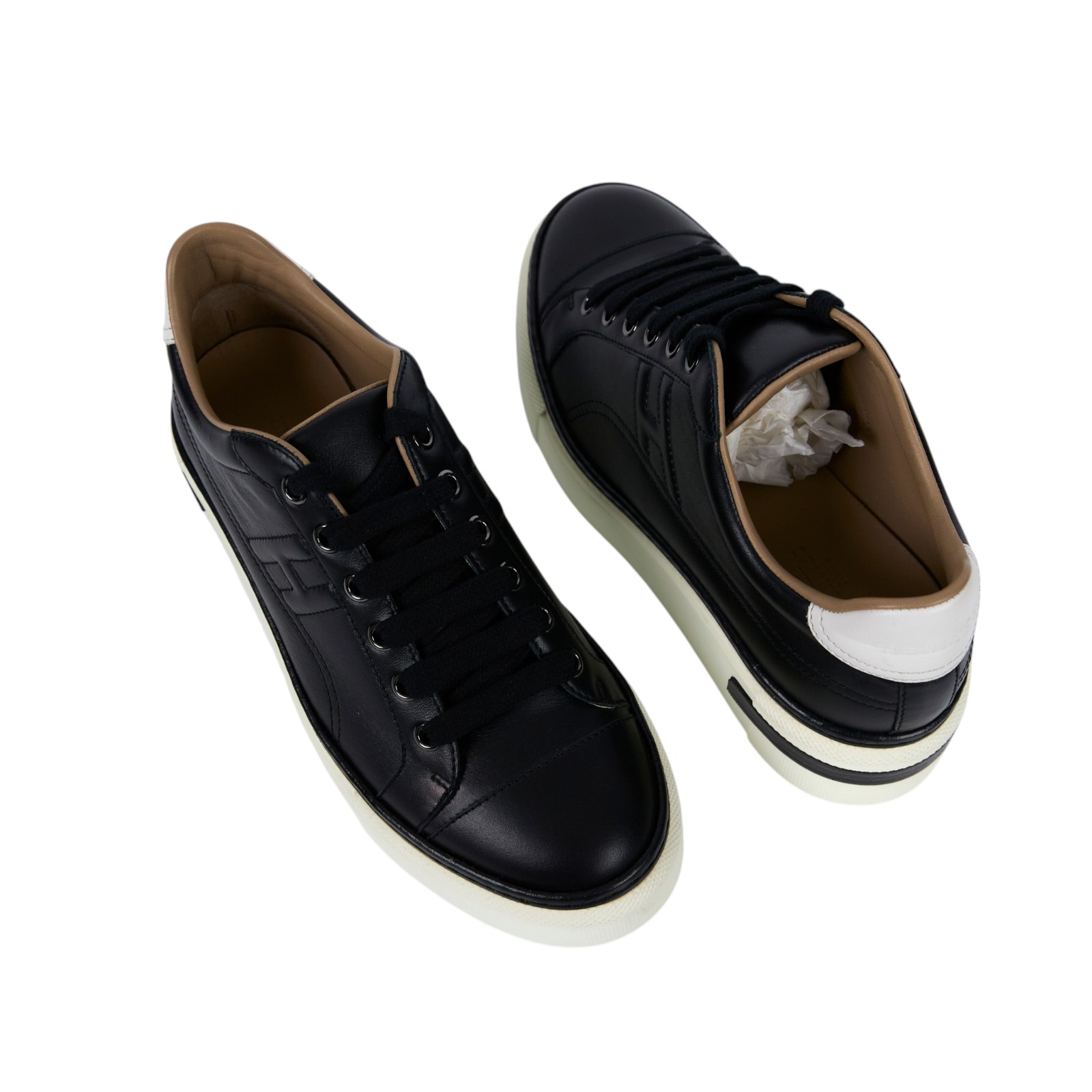 愛馬仕 Hermes Polo 皮革運動鞋 H172144Z_365 172144Z 黑皮革板鞋#36.5 原廠盒子/防塵袋