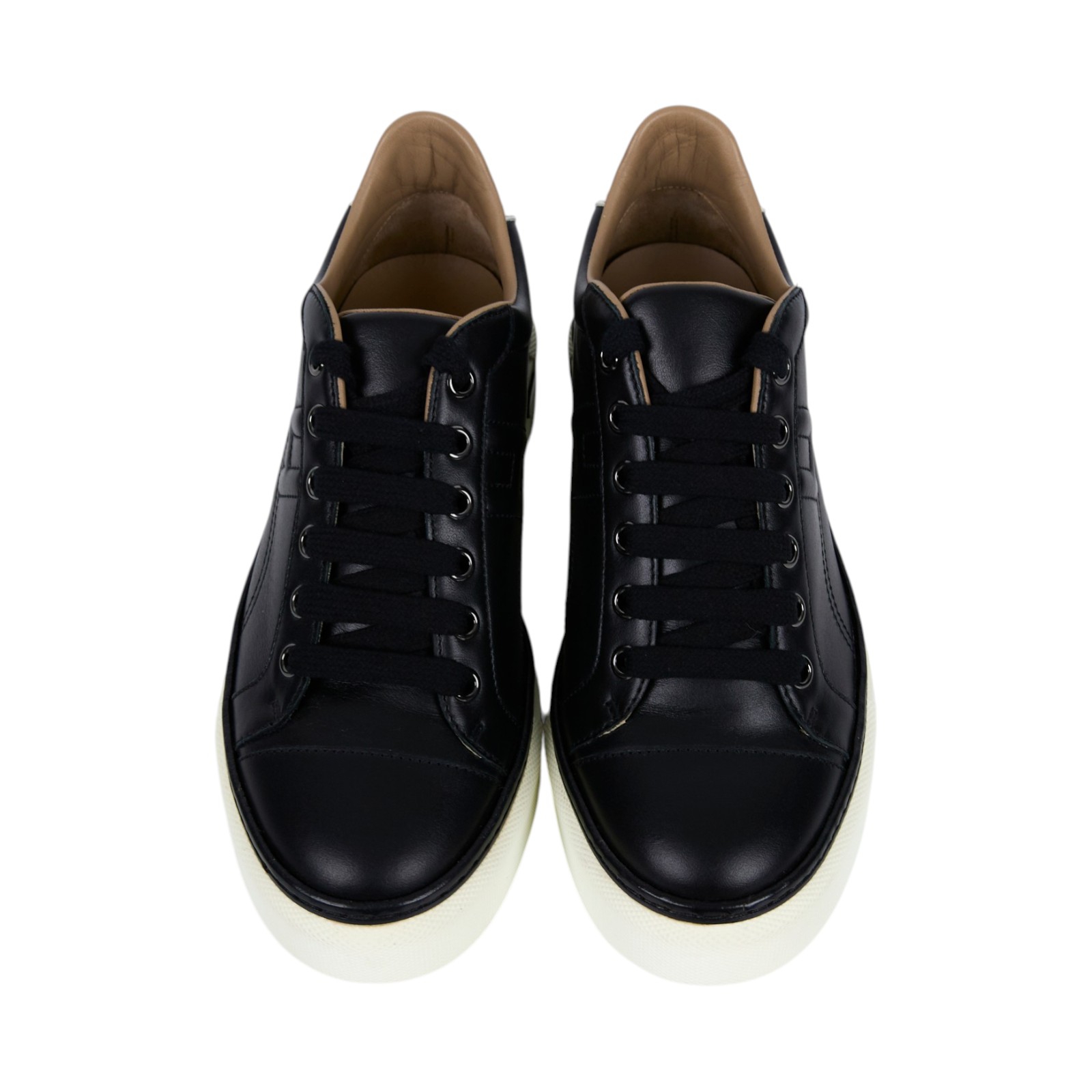 愛馬仕 Hermes Polo 皮革運動鞋 H172144Z_365 172144Z 黑皮革板鞋#36.5 原廠盒子/防塵袋