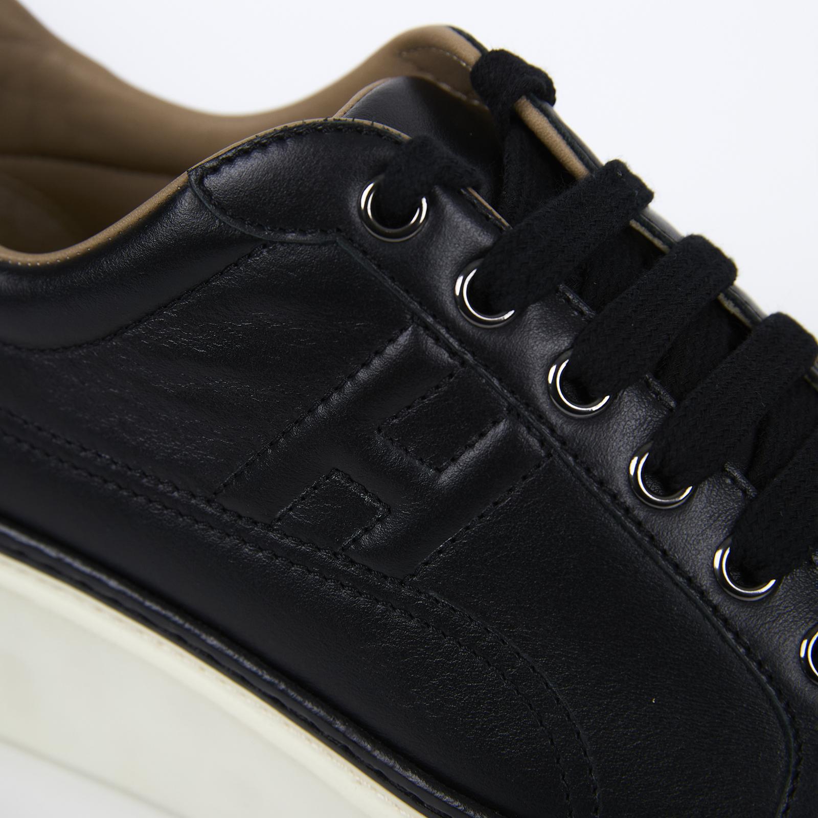 愛馬仕 Hermes Polo 皮革運動鞋 H172144Z_365 172144Z 黑皮革板鞋#36.5 原廠盒子/防塵袋