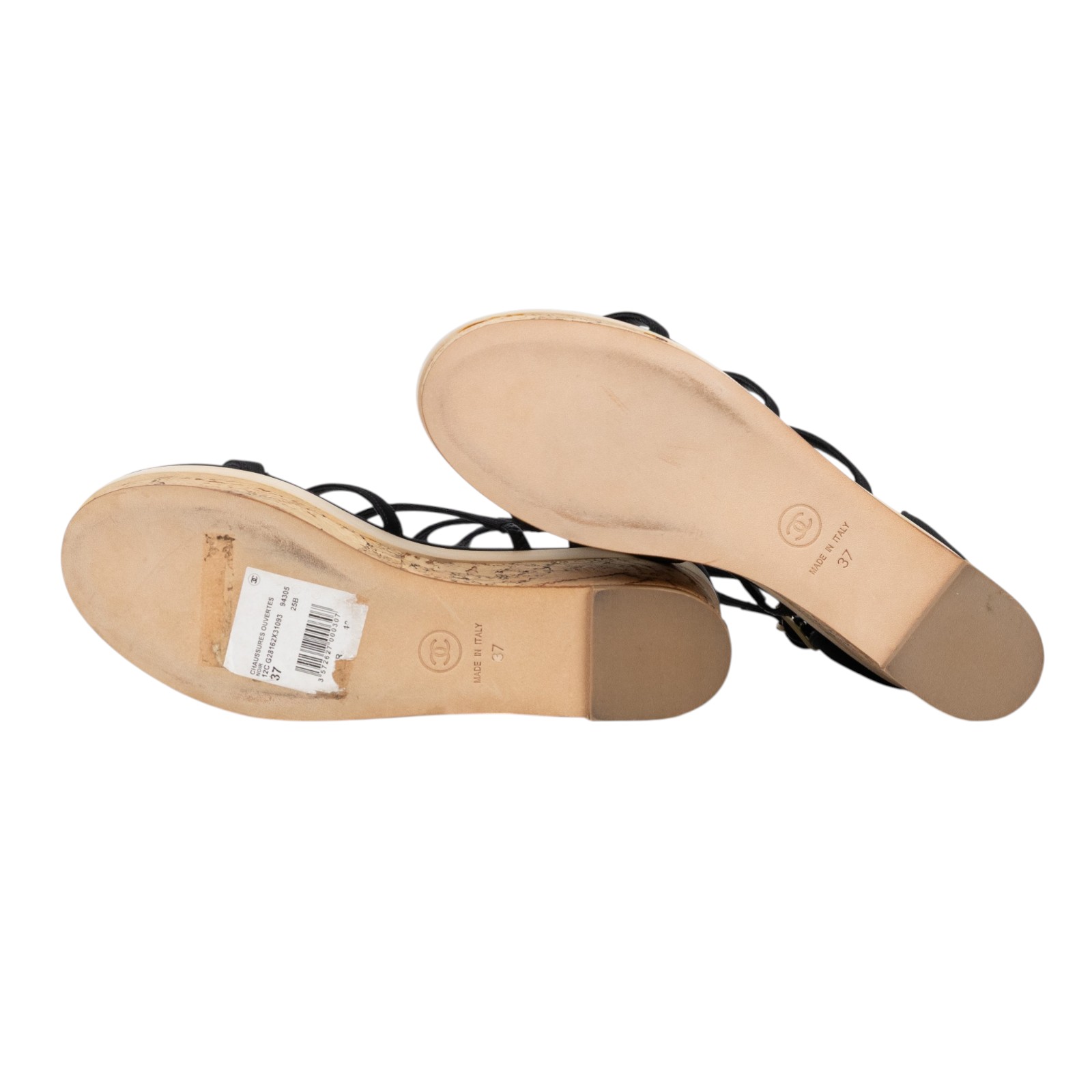 香奈兒 CHANEL 坡跟 涼鞋 鞋子  水鑽雕花木跟涼鞋#37 原廠盒子/防塵袋