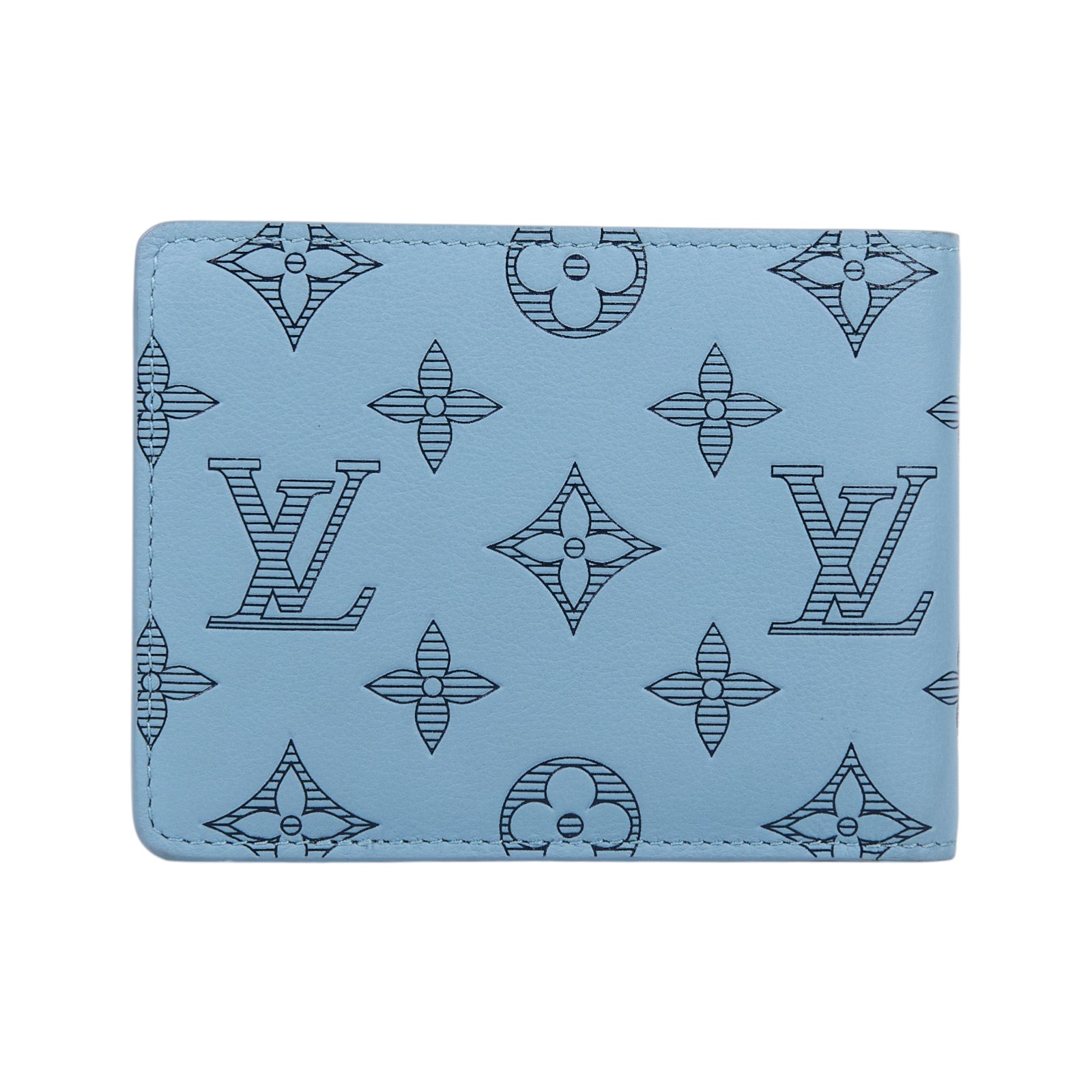 路易威登 LOUIS VUITTON Multiple 短夾 錢包 M14802 晶片款 天空藍Multiple 短夾 無附屬品