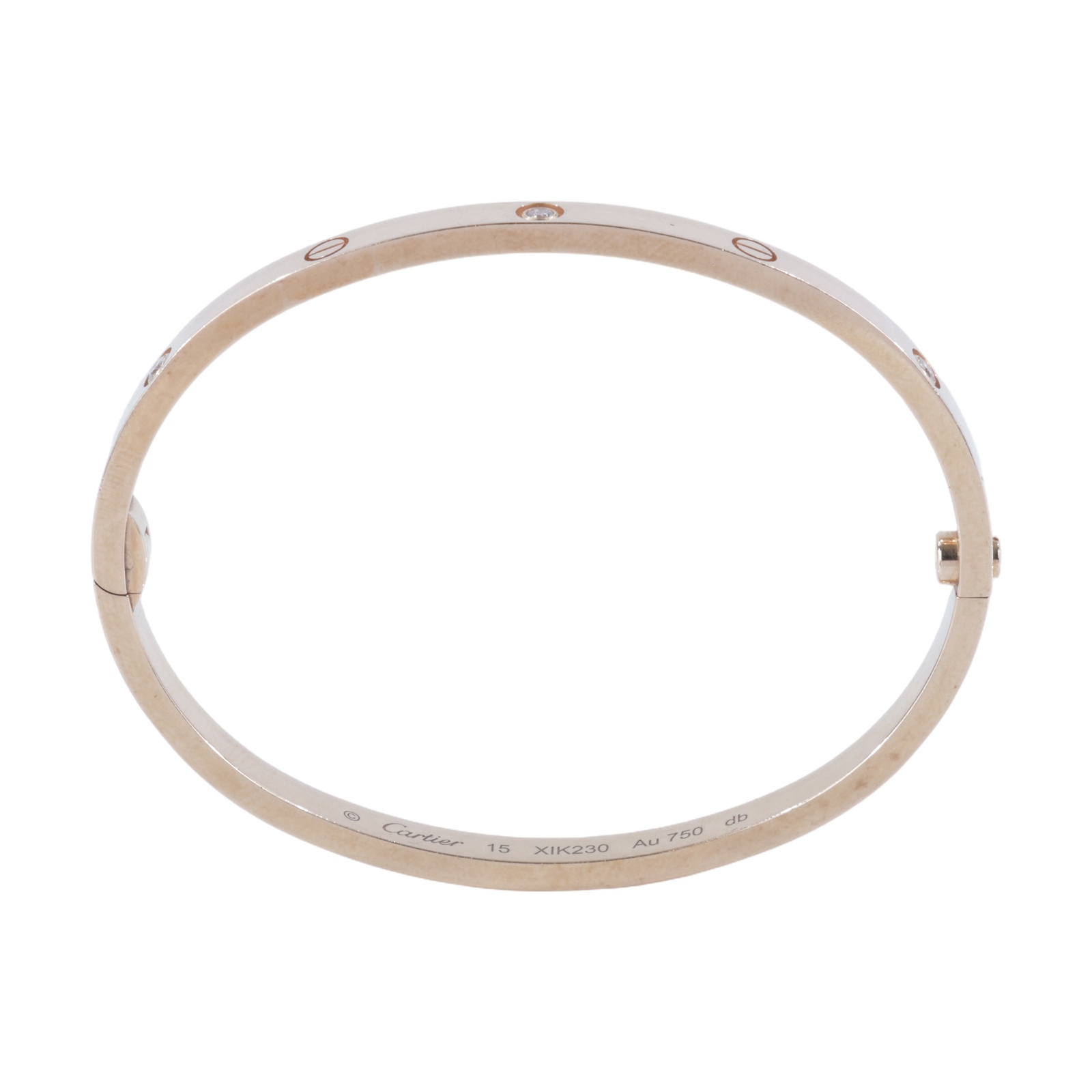 卡地亞 CARTIER Love 手環 經典款 6顆鑽石 B6047615 RG 6P LOVE手環 細版#15 原廠盒子2/保證卡/購買證明/螺絲起子