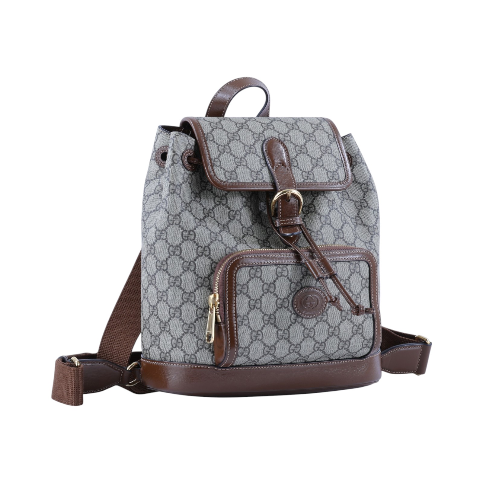 古馳 GUCCI Interlocking G 後背包 674147 92THG 棕GG紋後背包 防塵袋
