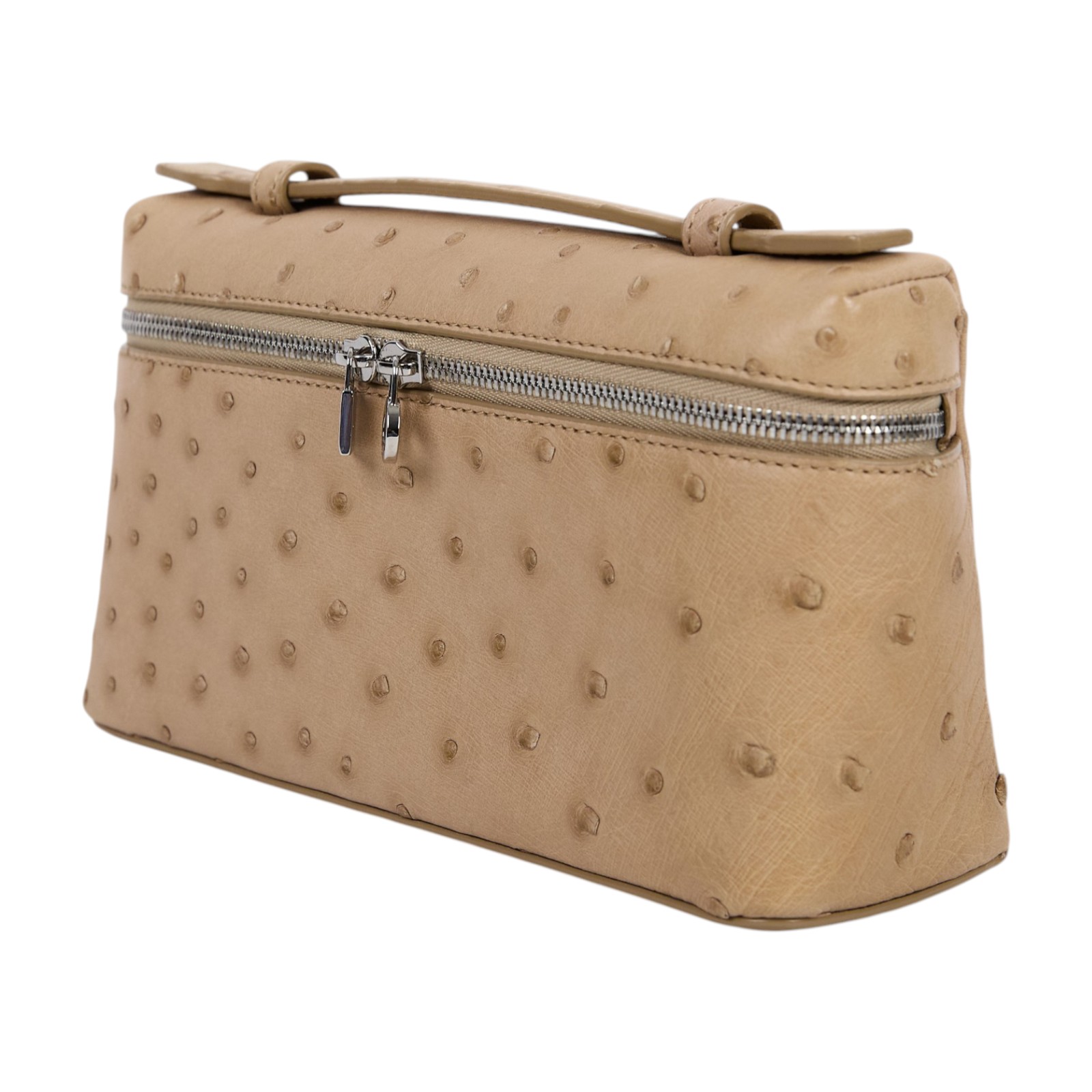 諾悠翩雅 LORO PIANA Extra Pouch L19 手拿包  奶茶鴕鳥皮EXTRA POCKET L19 防塵袋/背帶