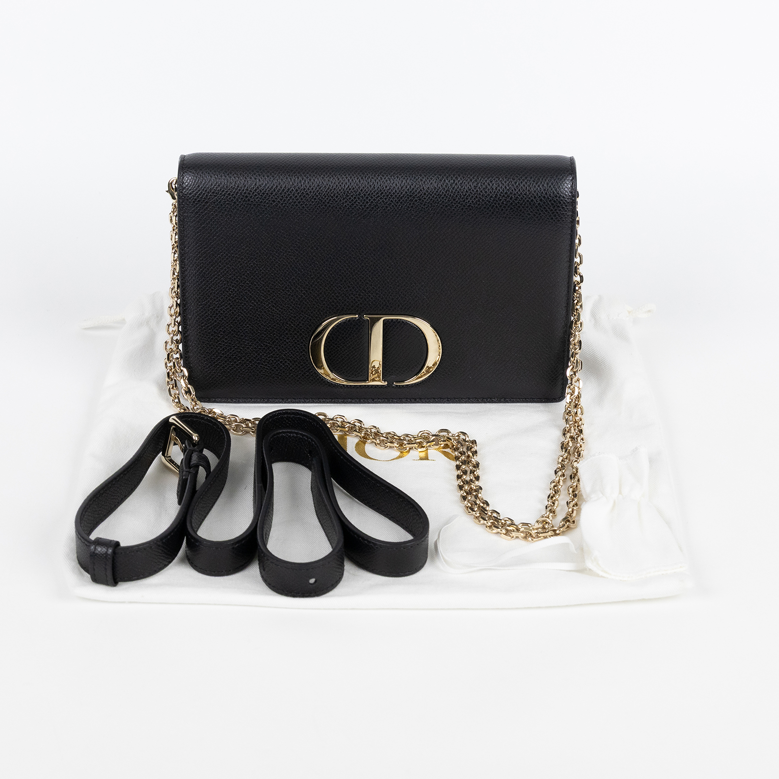 迪奧 CHRISTIAN DIOR 30 Montaigne 二合一 手拿包 S2086OBAE 黑銀二合一WOC 防塵袋/背帶