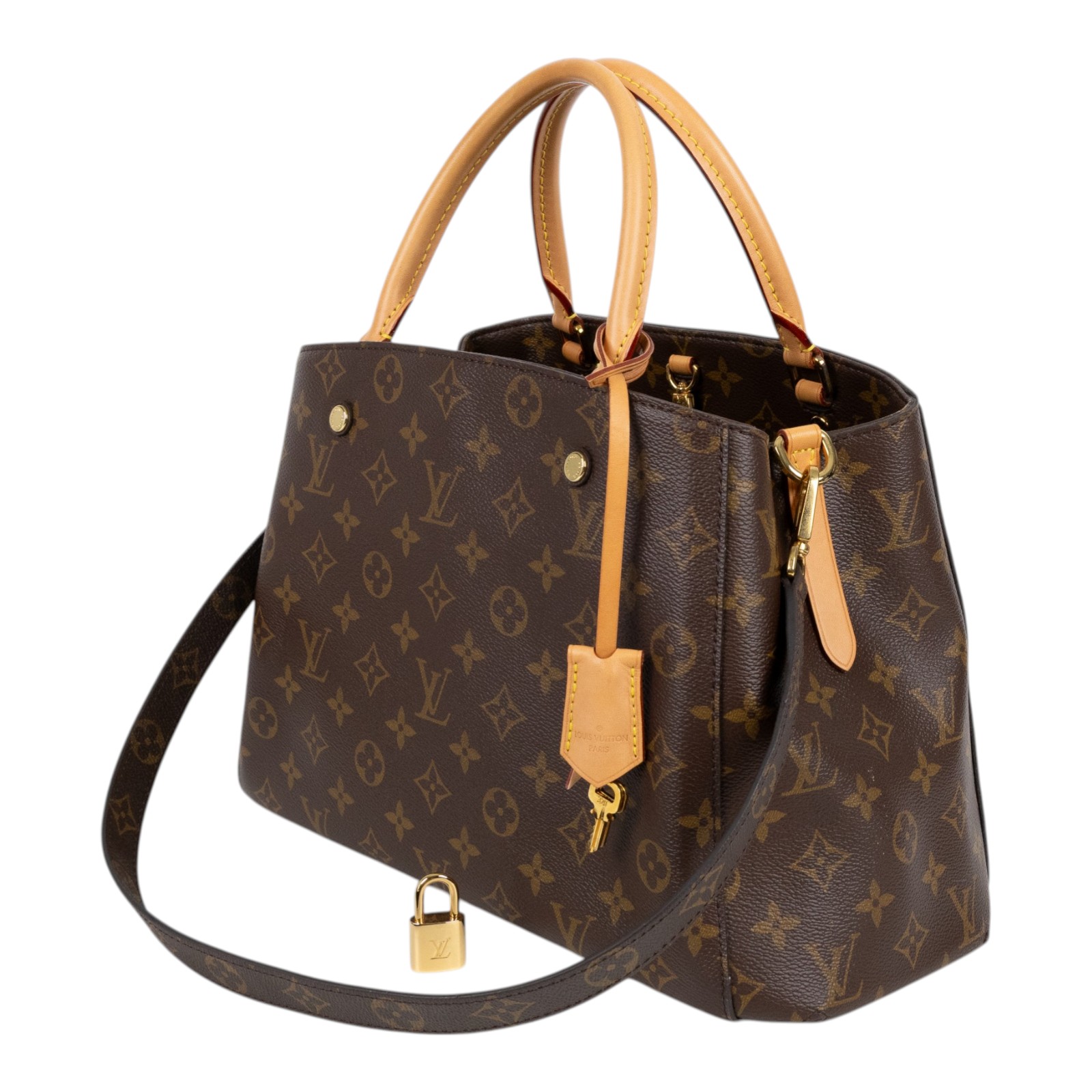 路易威登 LOUIS VUITTON Montaigne MM 經典帆布 三層手提 斜背包 M41056 原花Montaigne MM 背帶/鎖組