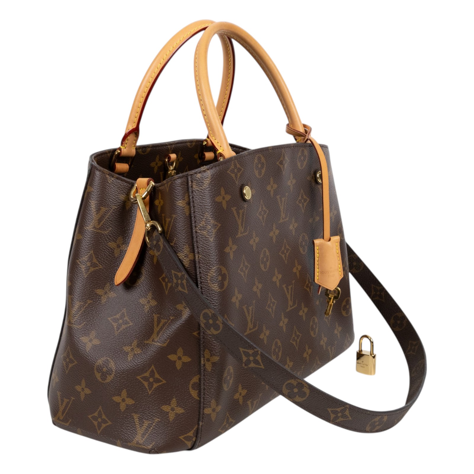 路易威登 LOUIS VUITTON Montaigne MM 經典帆布 三層手提 斜背包 M41056 原花Montaigne MM 背帶/鎖組