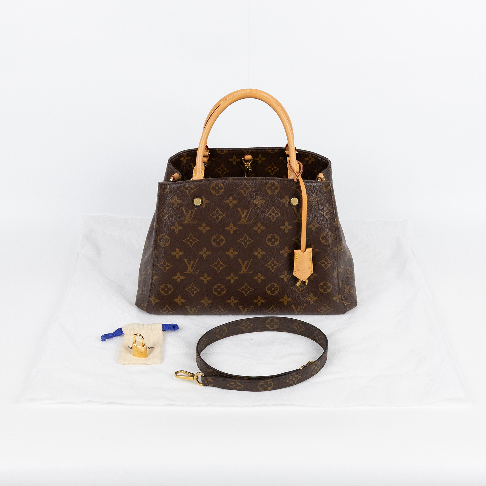 路易威登 LOUIS VUITTON Montaigne MM 經典帆布 三層手提 斜背包 M41056 原花Montaigne MM 背帶/鎖組