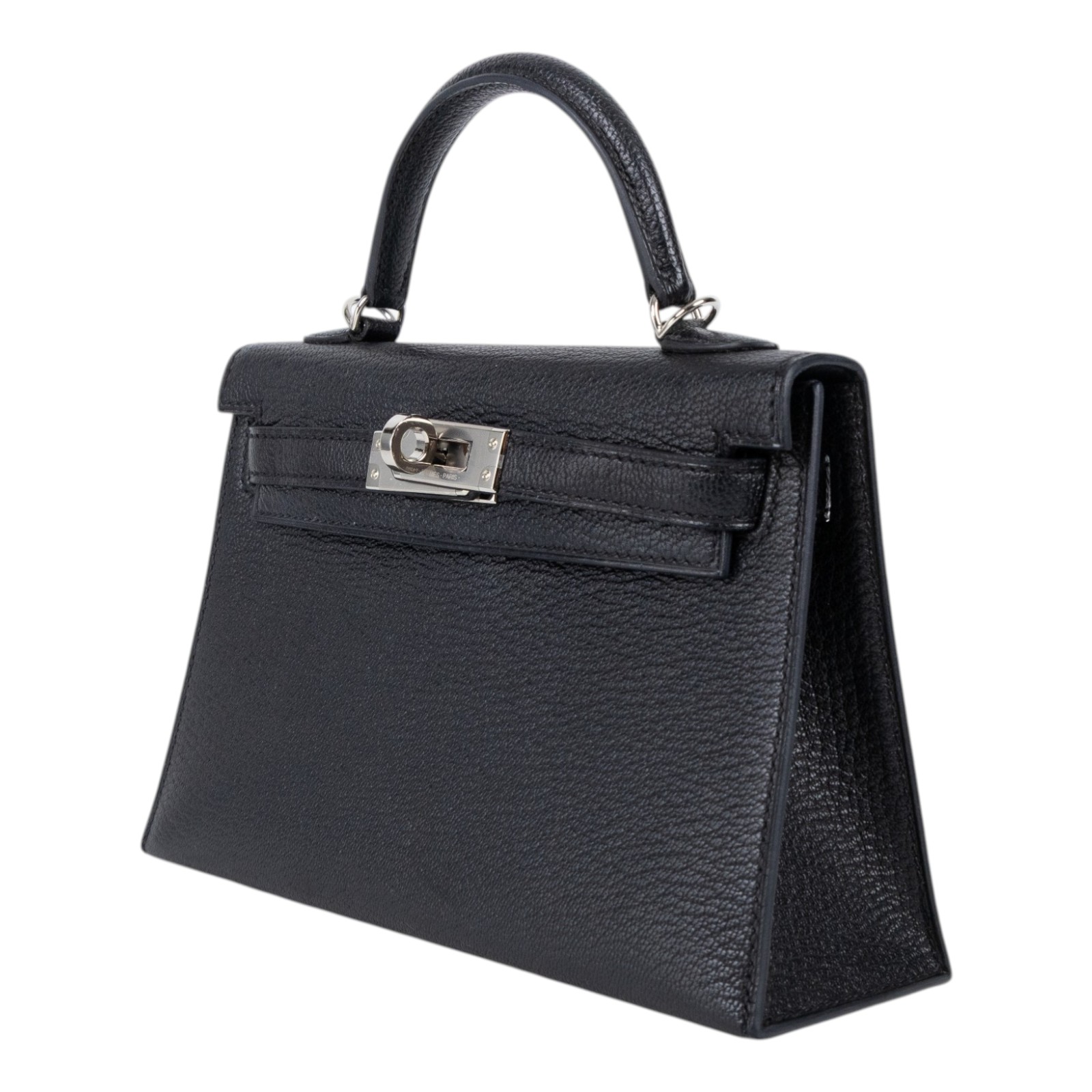 愛馬仕 Hermes Kelly Bag 凱莉包 mini II 銀色五金 黑色 深藍 H547404CZ00 /W TI 178 DY  原廠盒子/防塵袋/背帶