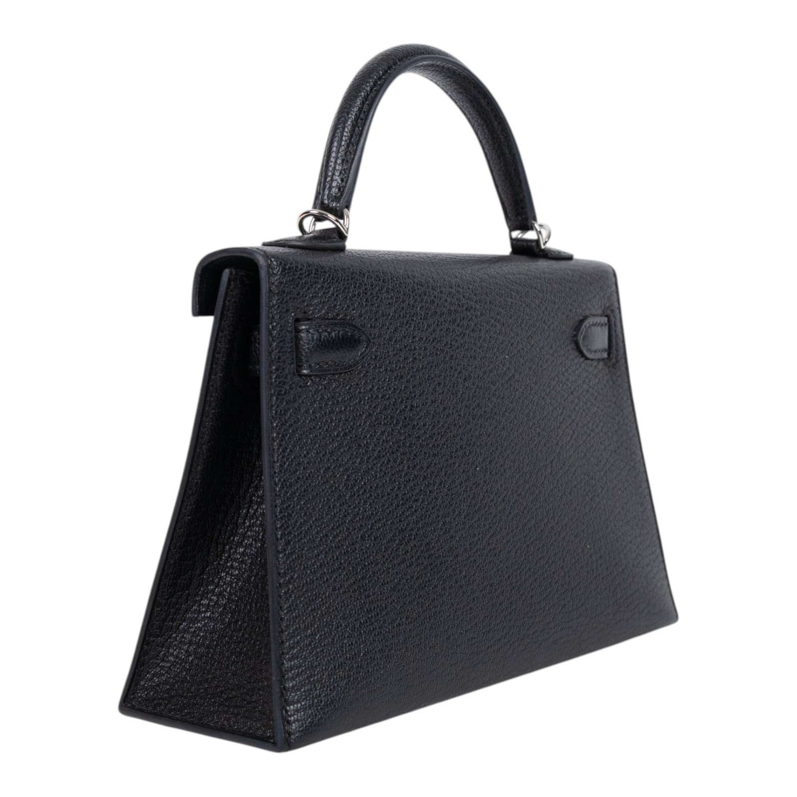 愛馬仕 Hermes Kelly Bag 凱莉包 mini II 銀色五金 黑色 深藍 H547404CZ00 /W TI 178 DY  原廠盒子/防塵袋/背帶