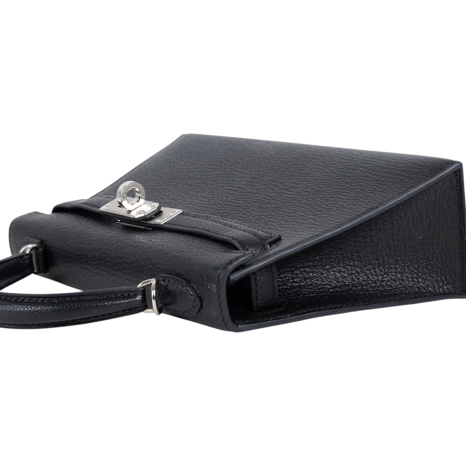 愛馬仕 Hermes Kelly Bag 凱莉包 mini II 銀色五金 黑色 深藍 H547404CZ00 /W TI 178 DY  原廠盒子/防塵袋/背帶