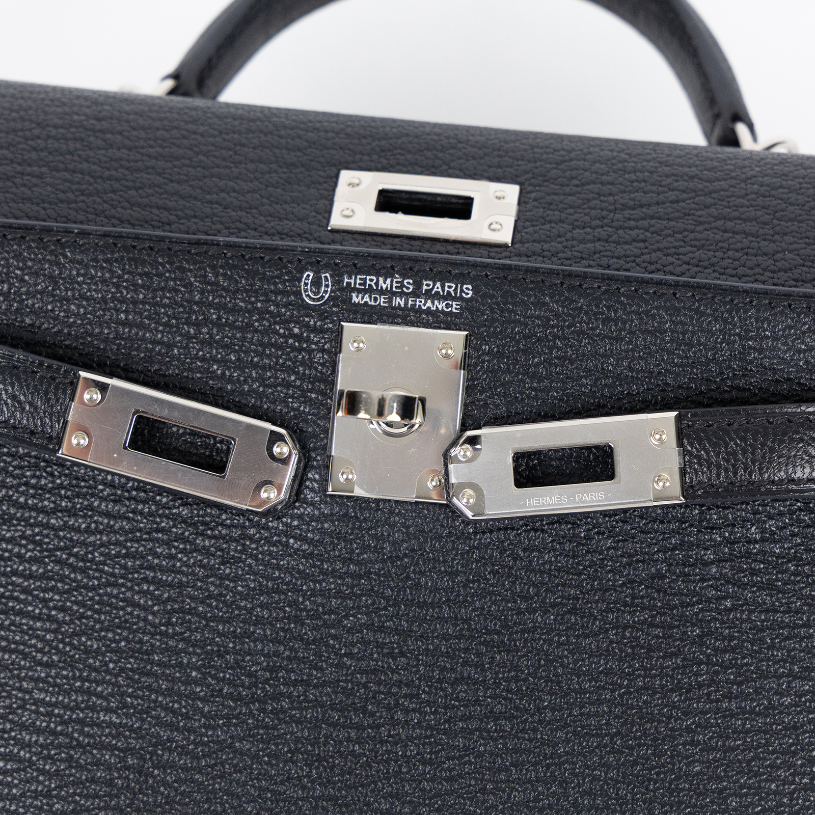 愛馬仕 Hermes Kelly Bag 凱莉包 mini II 銀色五金 黑色 深藍 H547404CZ00 /W TI 178 DY  原廠盒子/防塵袋/背帶